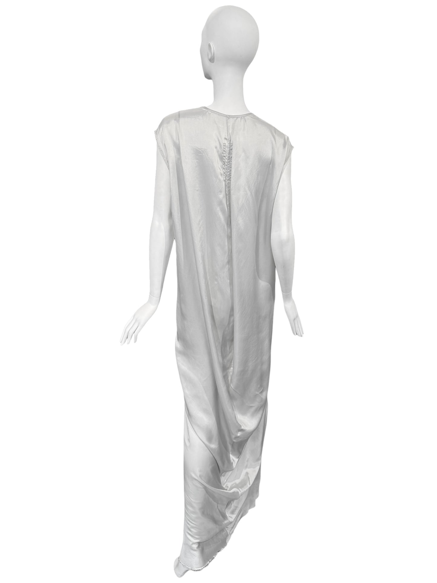 RICK OWENS SS2020 «TECUATL» PEARL GREY DRAPED MAXI DRESS