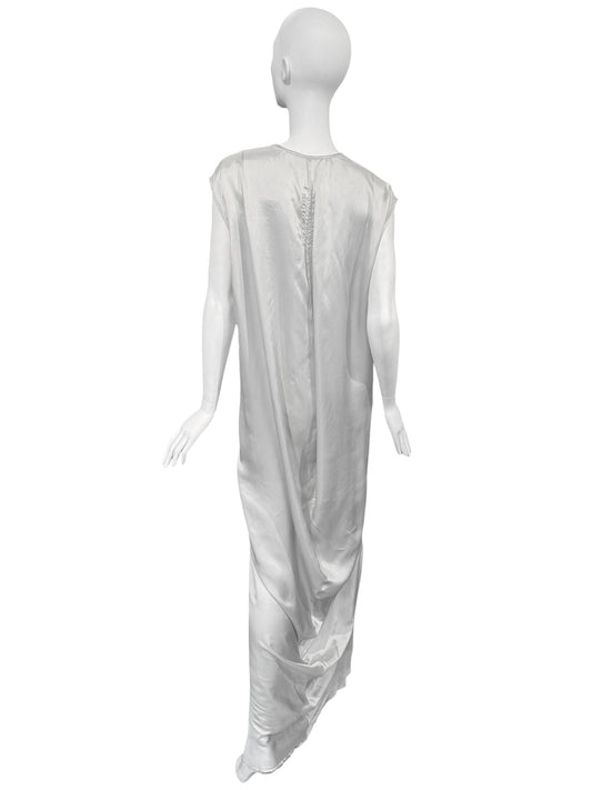 RICK OWENS SS2020 «TECUATL» PEARL GREY DRAPED MAXI DRESS