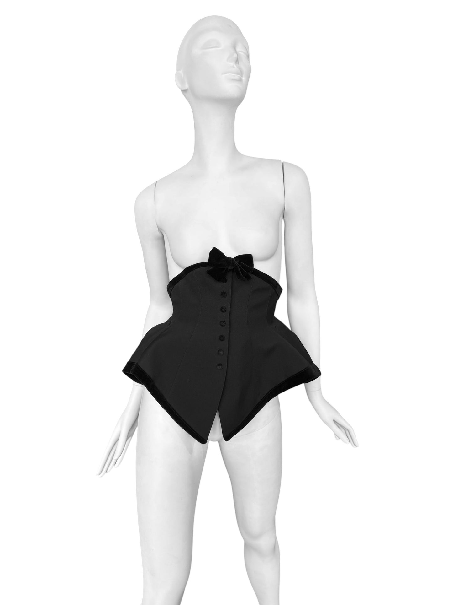 THIERRY MUGLER SS1997 ‘LES INSECTES’ BLACK WOOL HOURGLASS CORSET