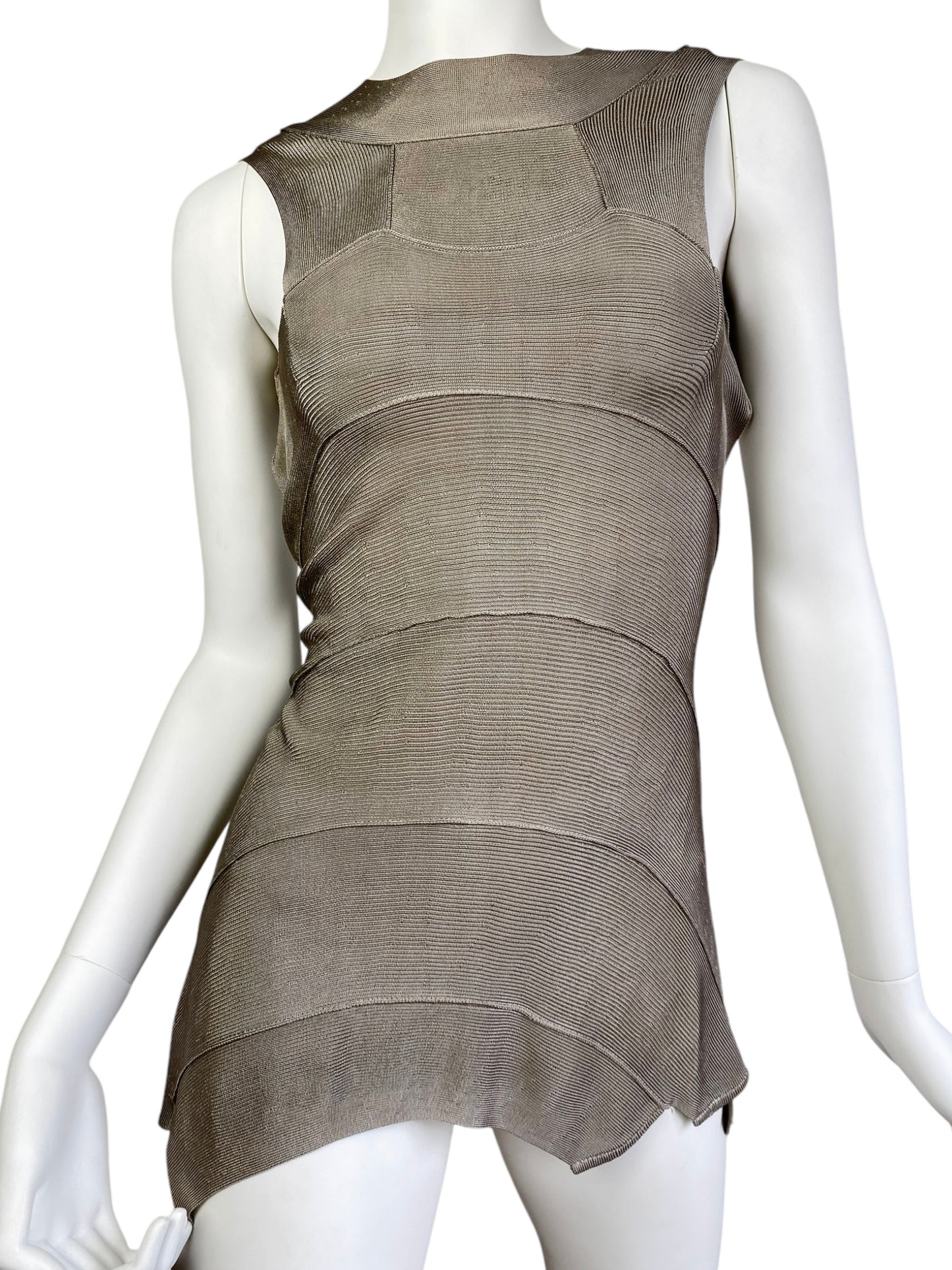 PLEIN SUD SS2004 GREY KNIT BANDAGE BACKLESS TANK TOP