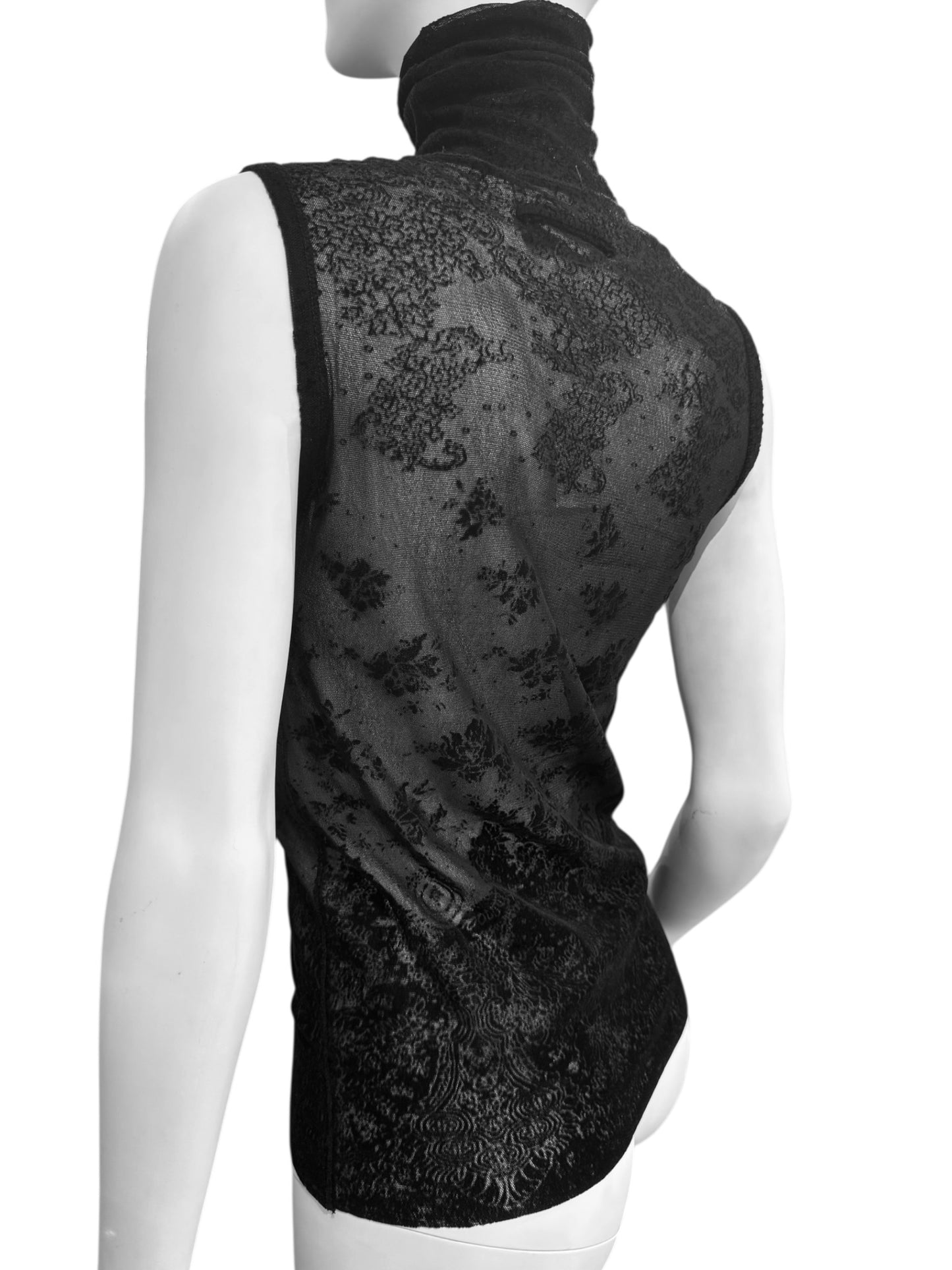 JEAN PAUL GAULTIER 2000s BLACK MESH TATTOO TANK TOP