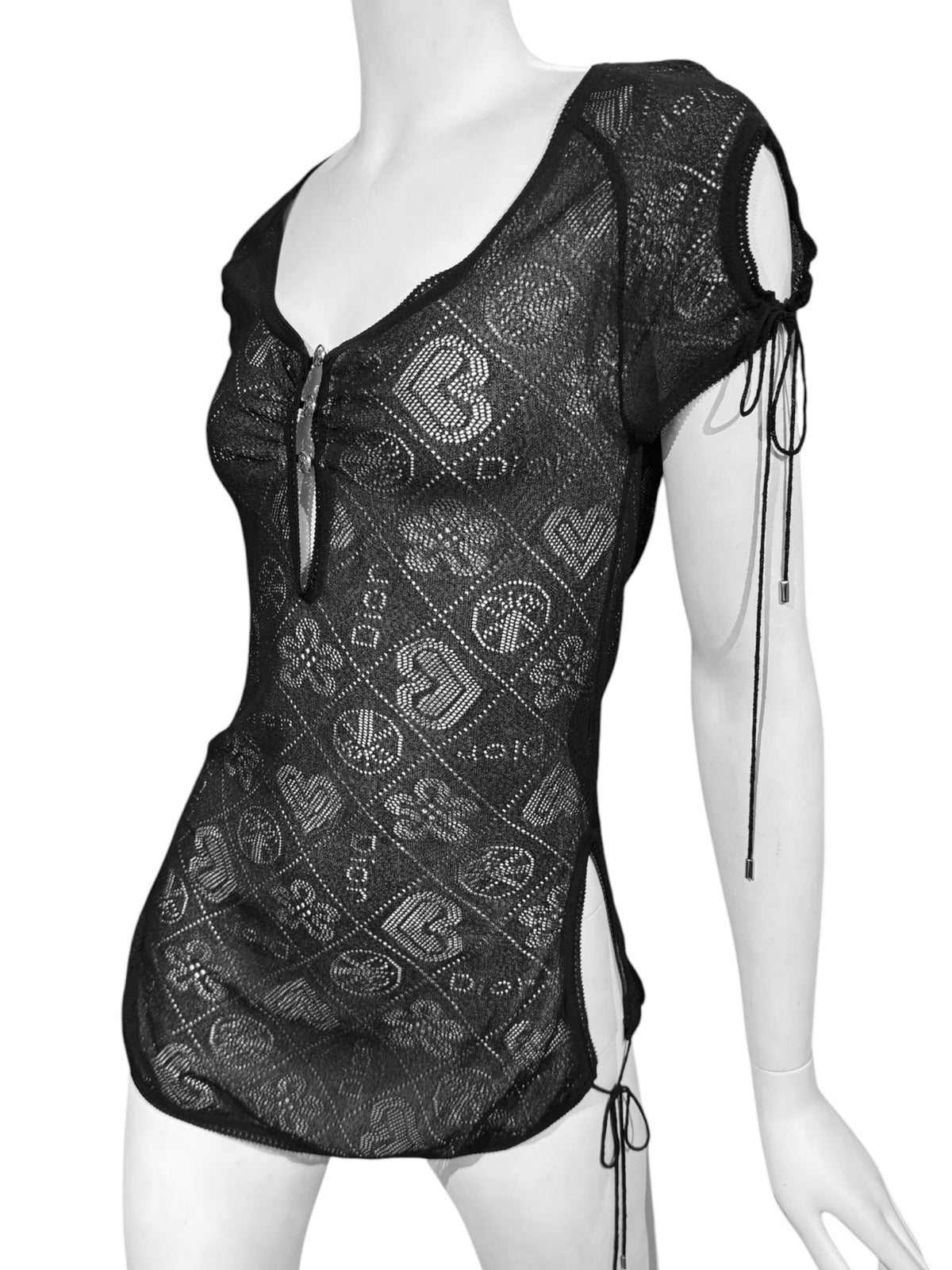 CHRISTIAN DIOR SS2005 BY JOHN GALLIANO BLACK SHEER TOP