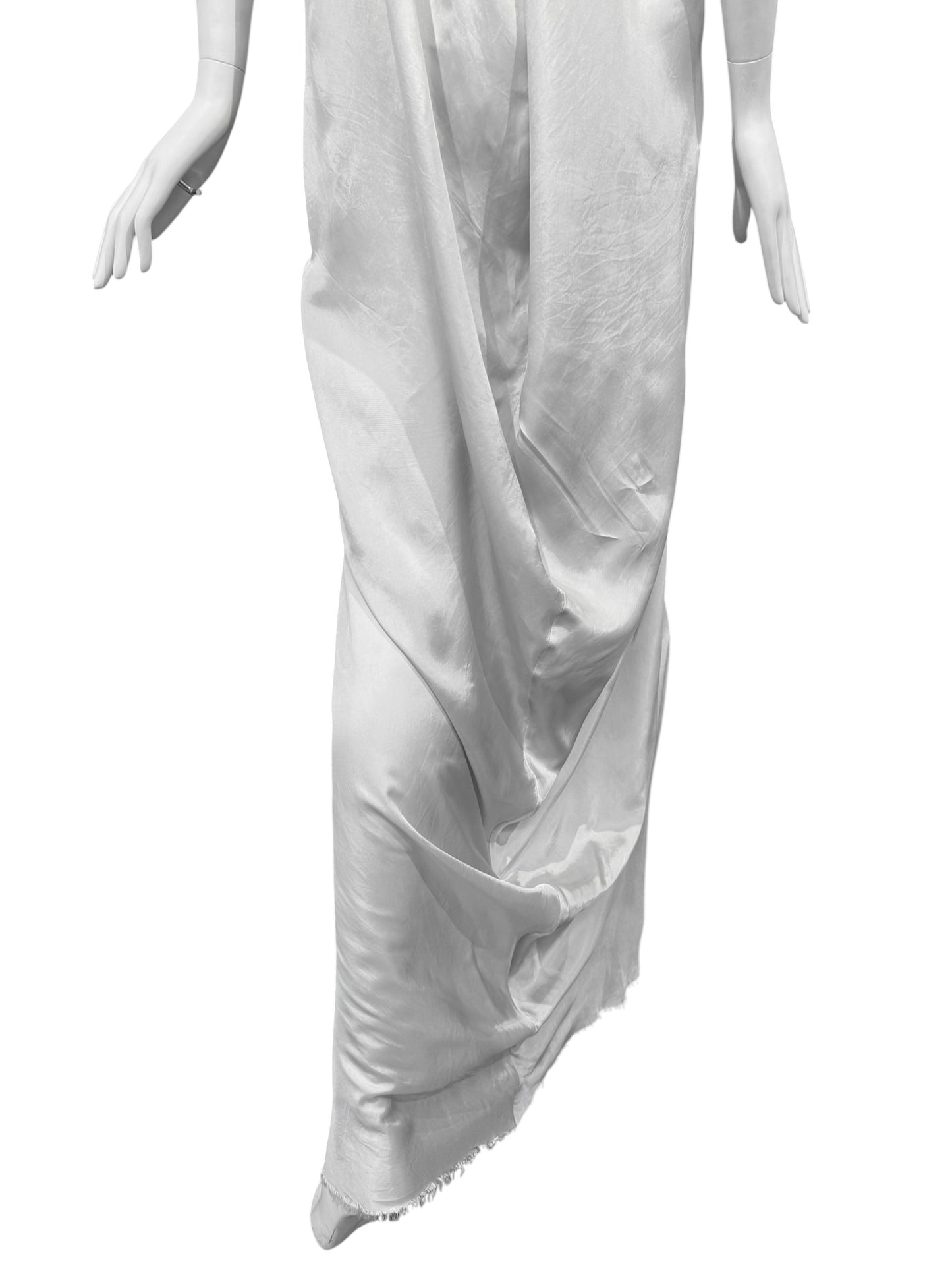 RICK OWENS SS2020 «TECUATL» PEARL GREY DRAPED MAXI DRESS