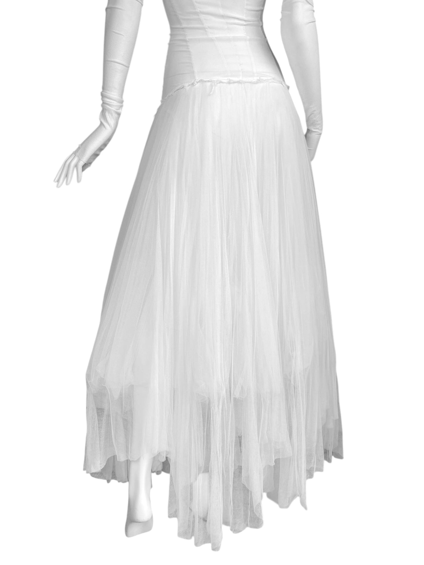 MARC LE BIHAN 2020s WHITE SILK BALLERINA BRIDAL MAXI DRESS