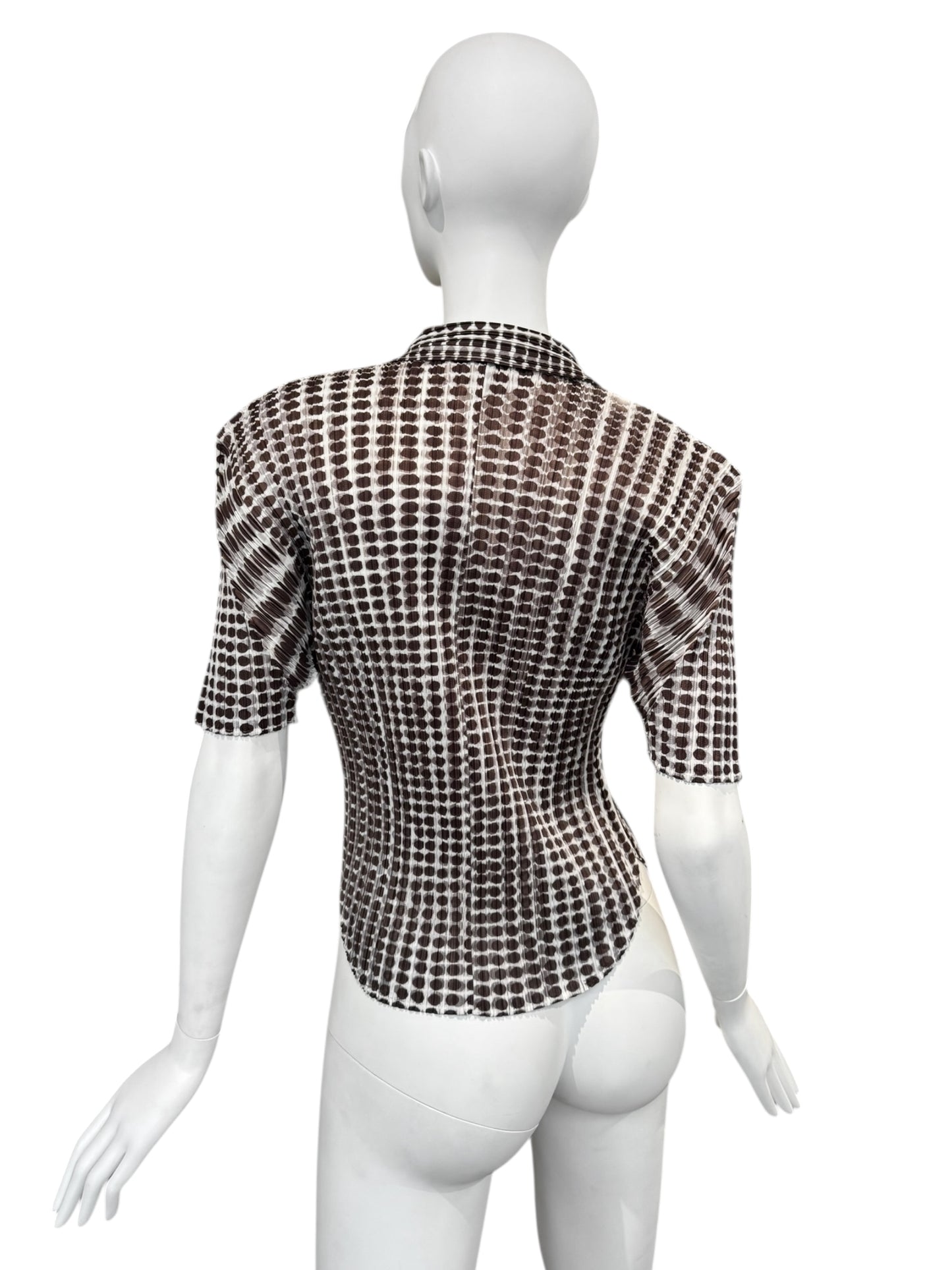 PLEATS PLEASE 2010 BROWN POLKA DOT SHIRT