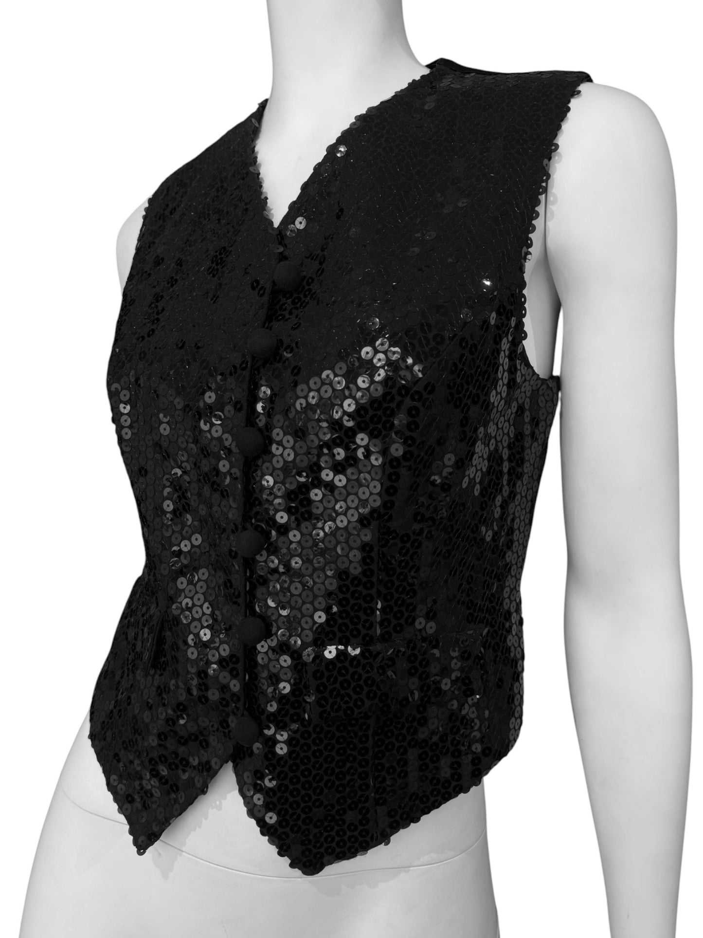 KATHARINE HAMNETT 1998 BLACK SEQUINS VEST