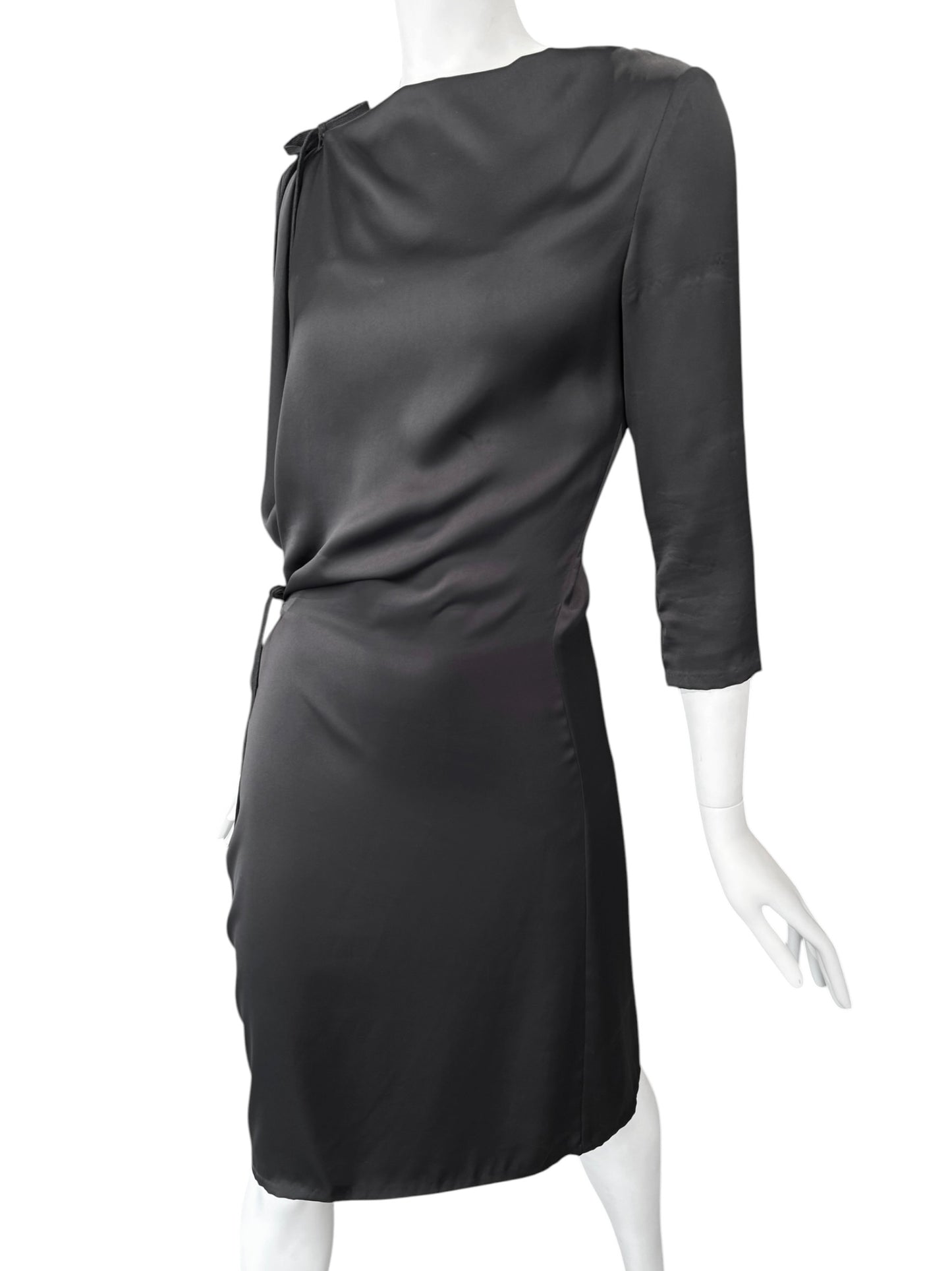 A.F. VANDEVORST RESORT 2010 BLACK SILK WRAP MIDI DRESS