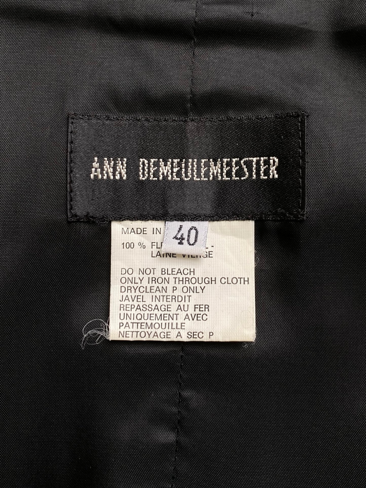 ANN DEMEULEMEESTER 1990s BLACK WOOL TIE CLOSURE WAISTCOAT