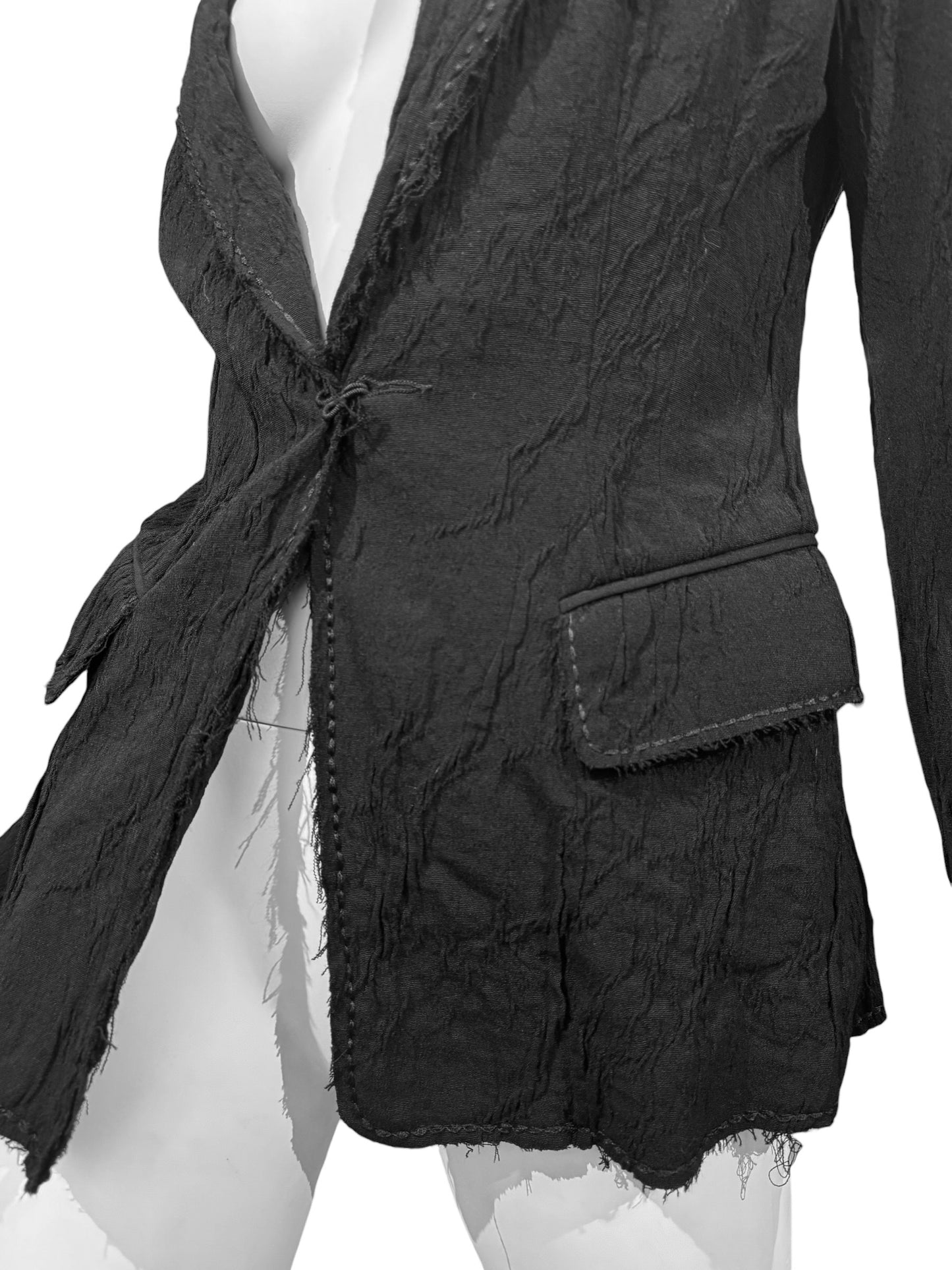PLEIN SUD FW2005 BLACK WOOL CRINKLED BLAZER