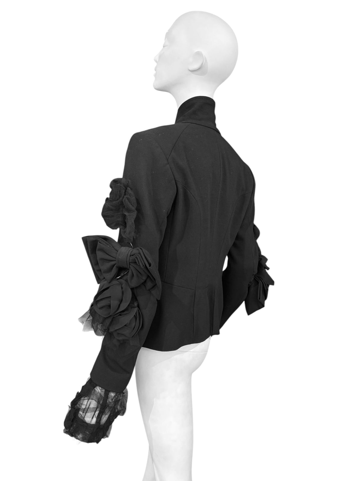 COMME DES GARÇONS FW2004 ‘DARK ROMANCE, WITCH’ BLACK WOOL TULLE & BOW INSERTS BLAZER