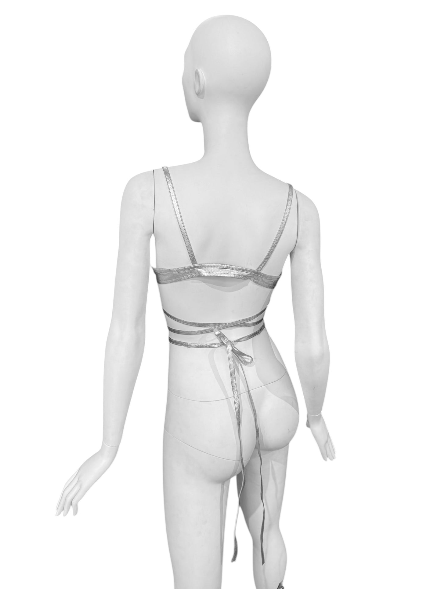 PLEIN SUD SS1995 SILVER LEATHER BRA