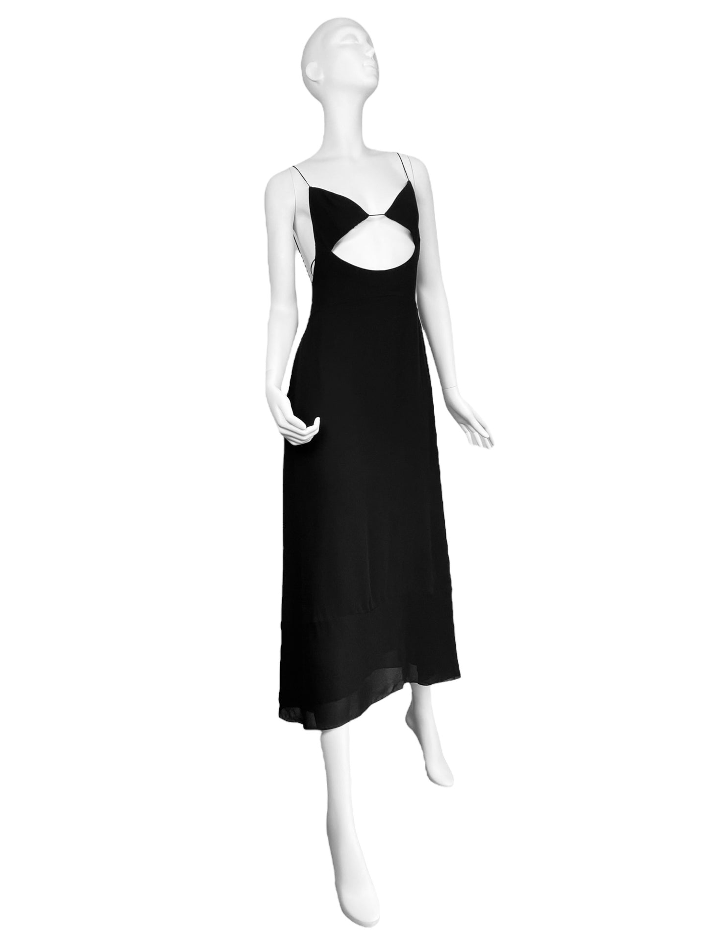 SAINT LAURENT RESORT 2022 BY ANTHONY VACCARELLO BLACK BACKLESS MAXI DRESS