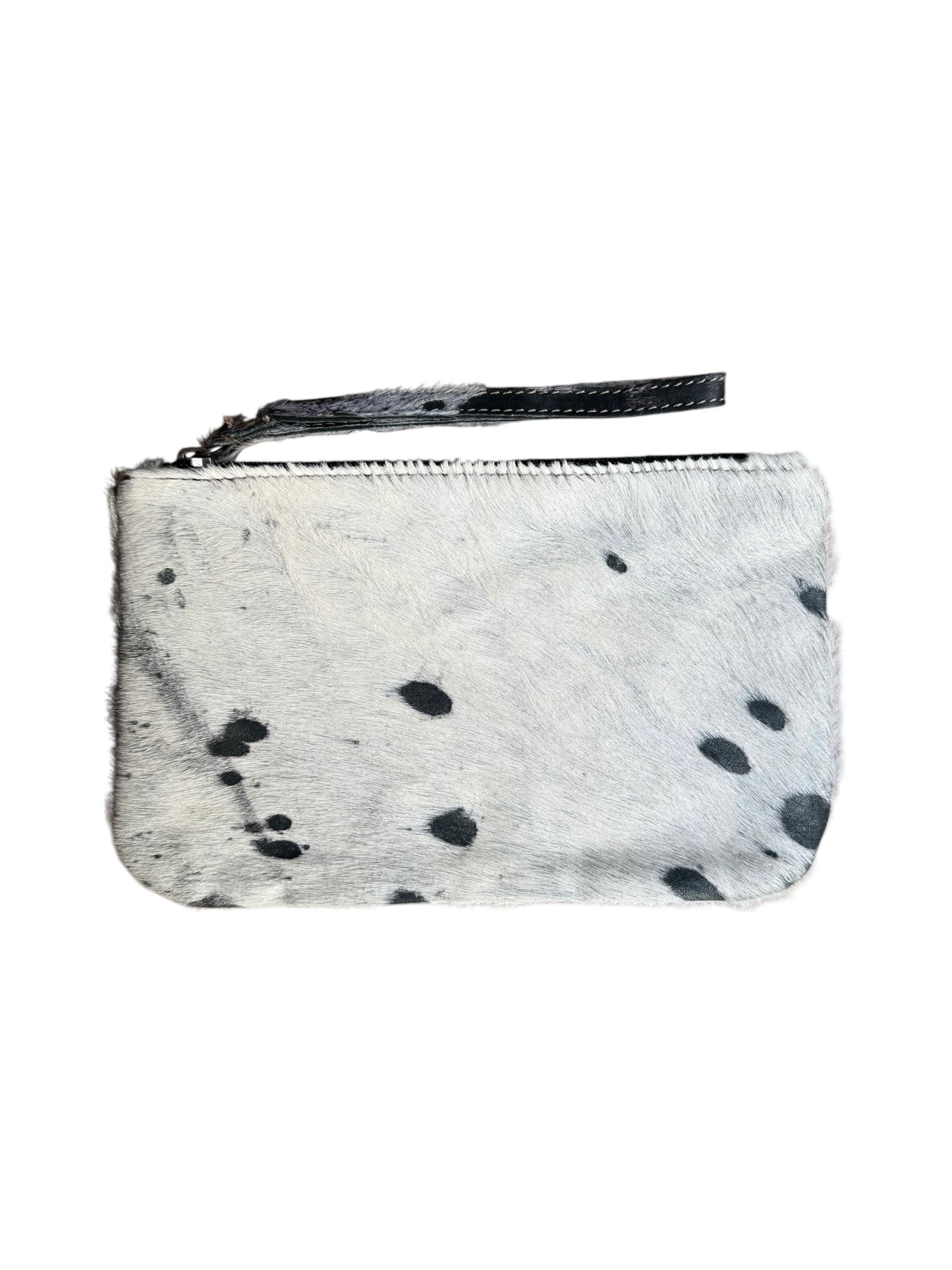 2000s BLACK & WHITE HAIRY LEATHER RECTANGULAR POUCH