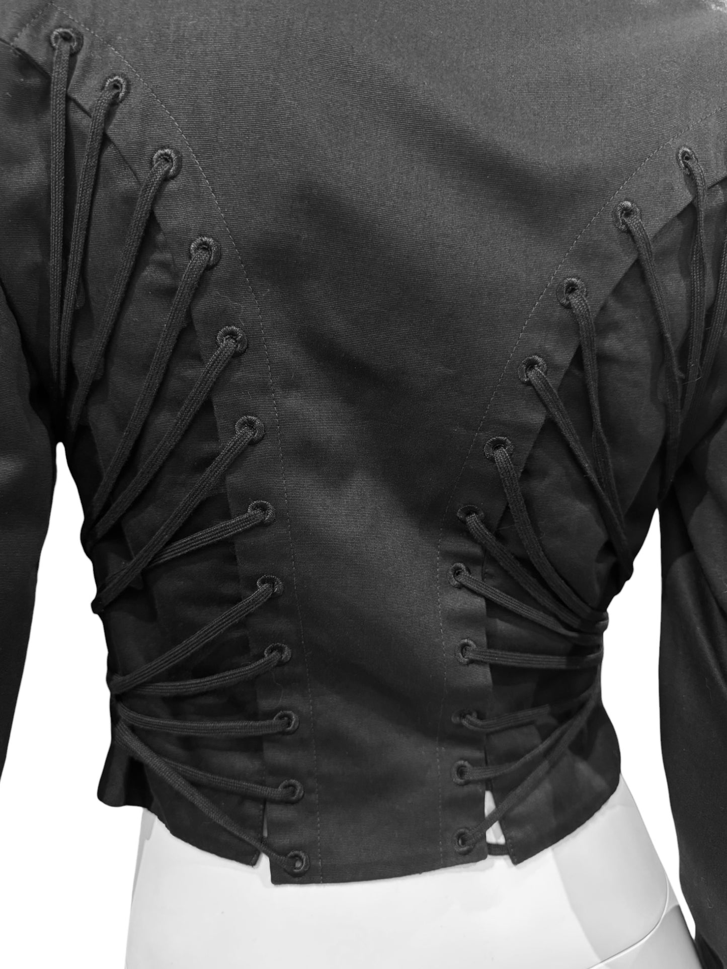 ALEXANDER MCQUEEN SS2002 «THE DANCE OF THE TWISTED BULL» BLACK LACE-UP BLAZER