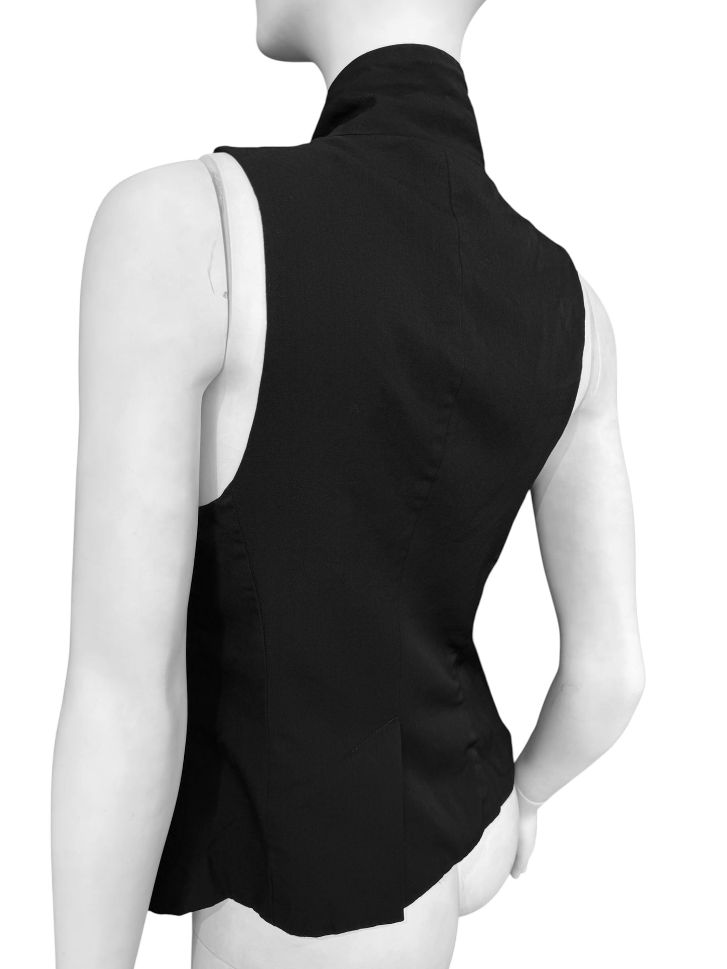 Y’S YOHJI YAMAMOTO 2000s BLACK WOOL ASYMMETRICAL VEST