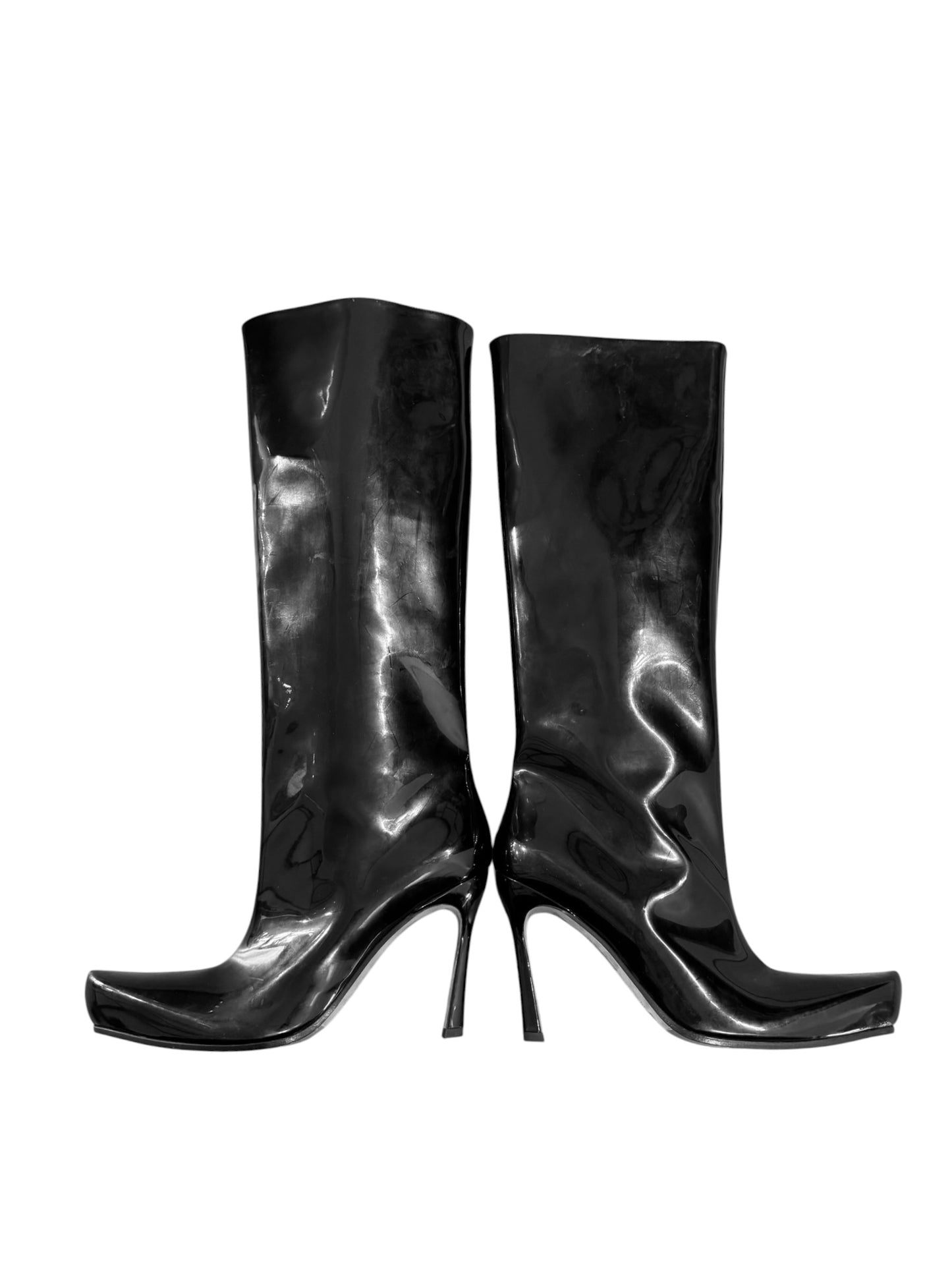 SPORTMAX 2020s BLACK LEATHER KNEE-HIGH BOOTS