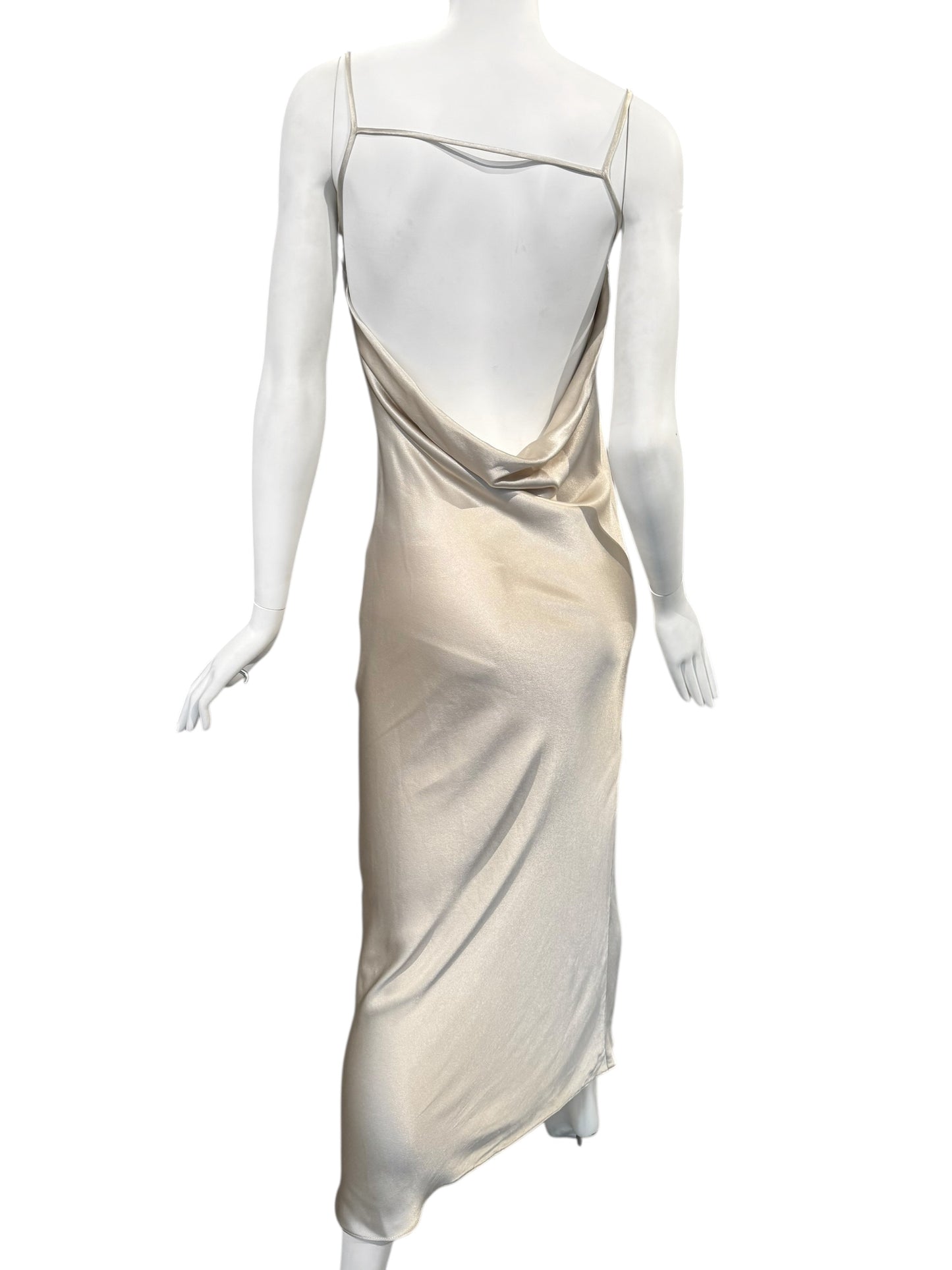 PLEIN SUD 1990s CHAMPAGNE OPEN BACKLESS MAXI DRESS