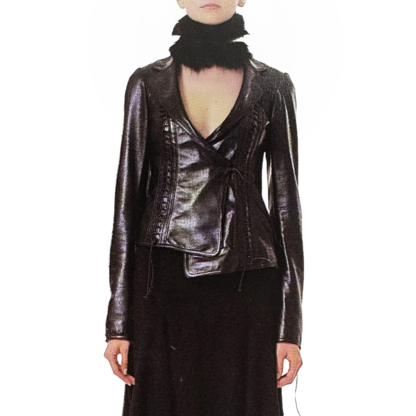 PLEIN SUD FW2002 BLACK LEATHER LACED JACKET