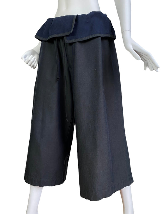 Y’S YOHJI YAMAMOTO 2010s GREY/BLUE WIDE CAPRI PANTS