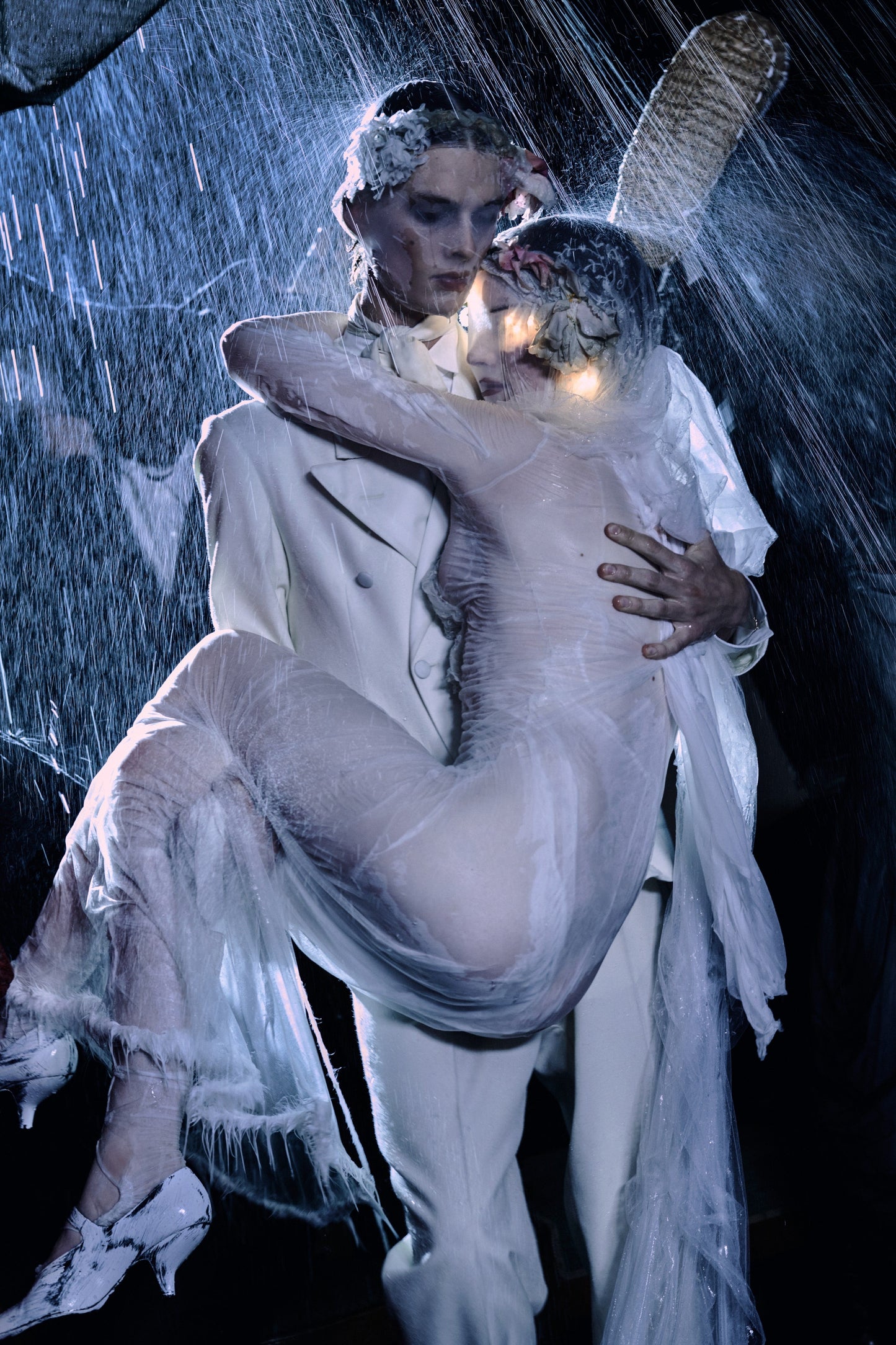 MAISON MARGIELA SS2021 BY GALLIANO WHITE SILK « WET » BRIDAL MAXI DRESS