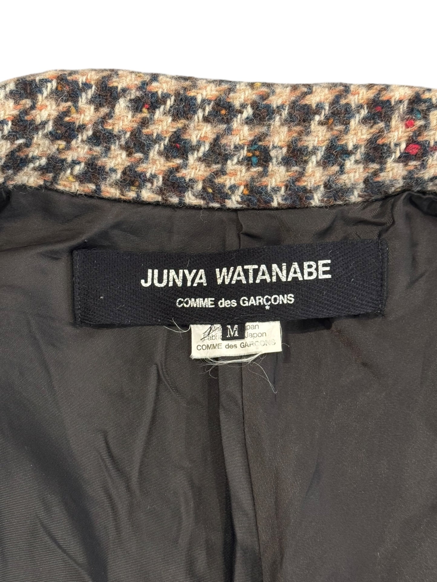 JUNYA WATANABE FW2003 BROWN WOOL HOUNDSTOOTH TWEED BOW BLAZER