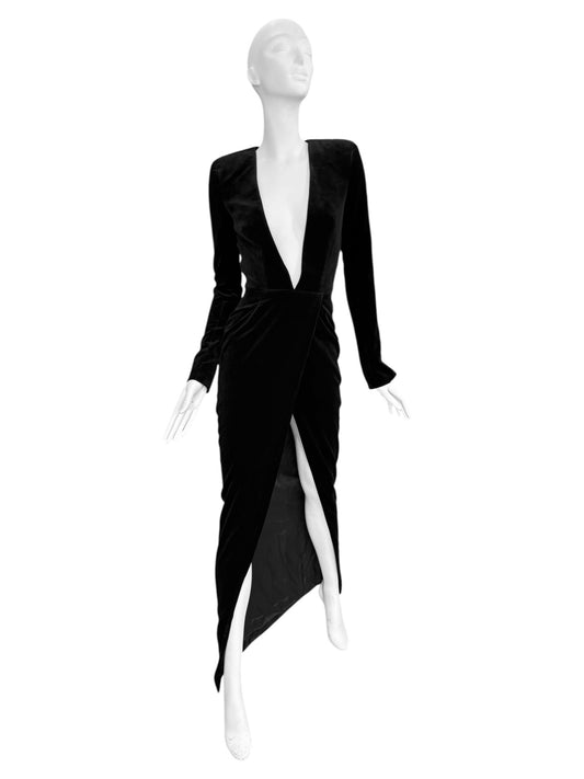 ALEXANDRE VAUTHIER FW2018 BLACK VELVET MAXI DRESS