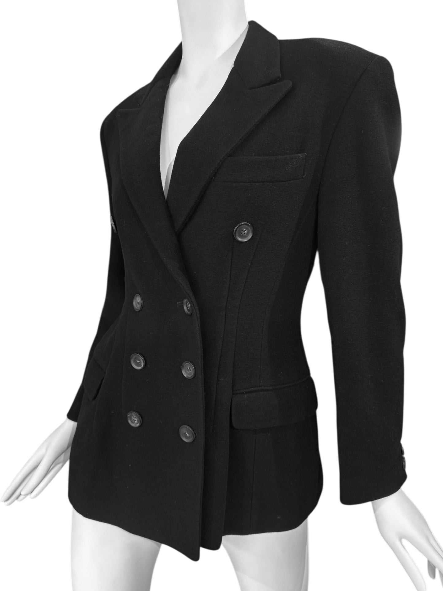 YOHJI YAMAMOTO 1980s BLACK WOOL DOUBLE BREASTED JACKET