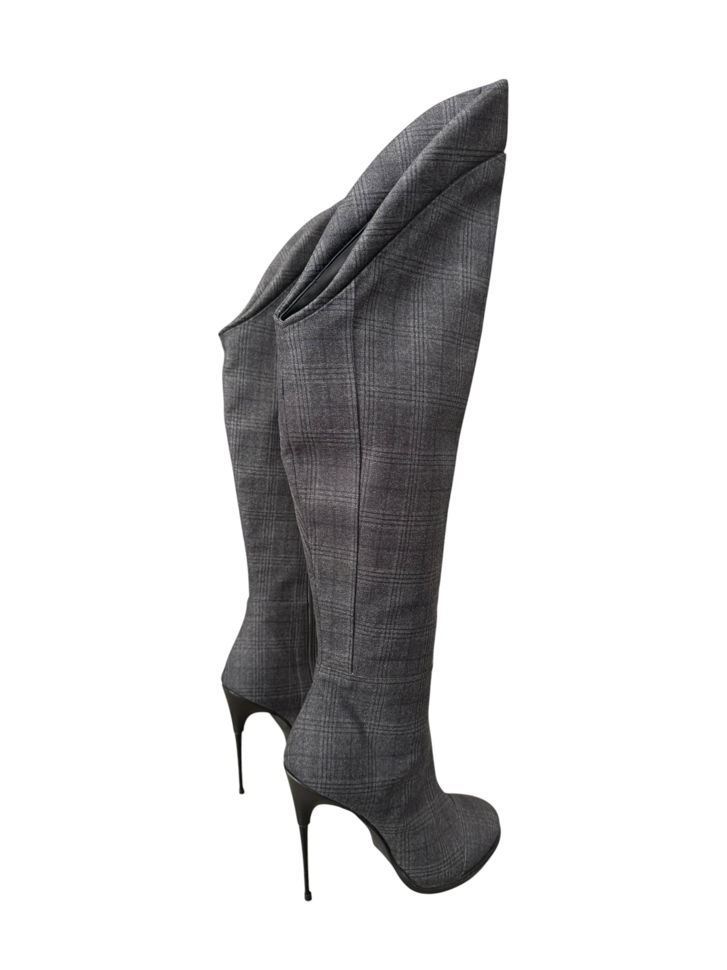 A.F. VANDEVORST FW2018 GREY TARTAN BOOTS