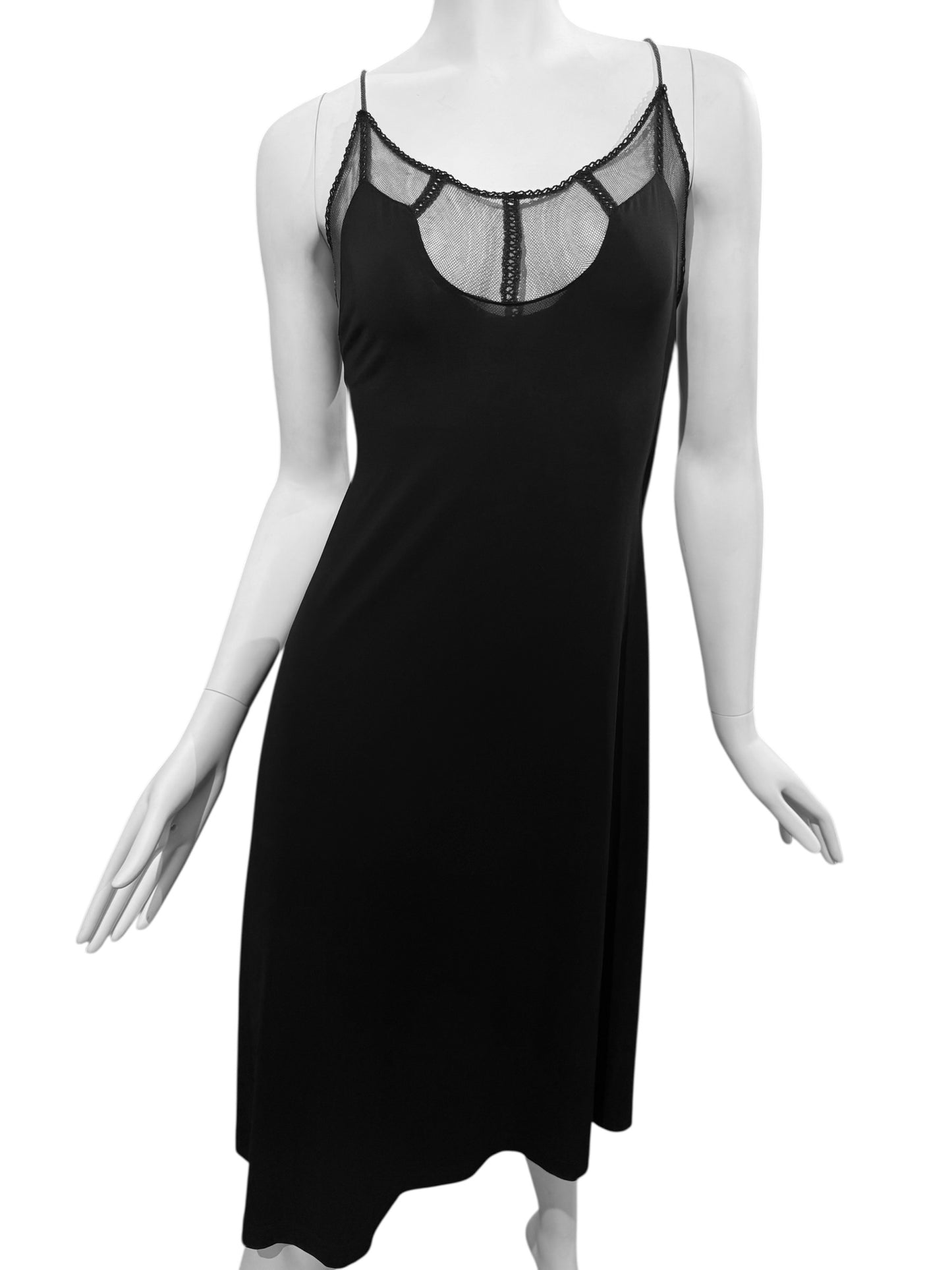 PLEIN SUD 2000s BLACK TULLE NECKLINE MIDI DRESS