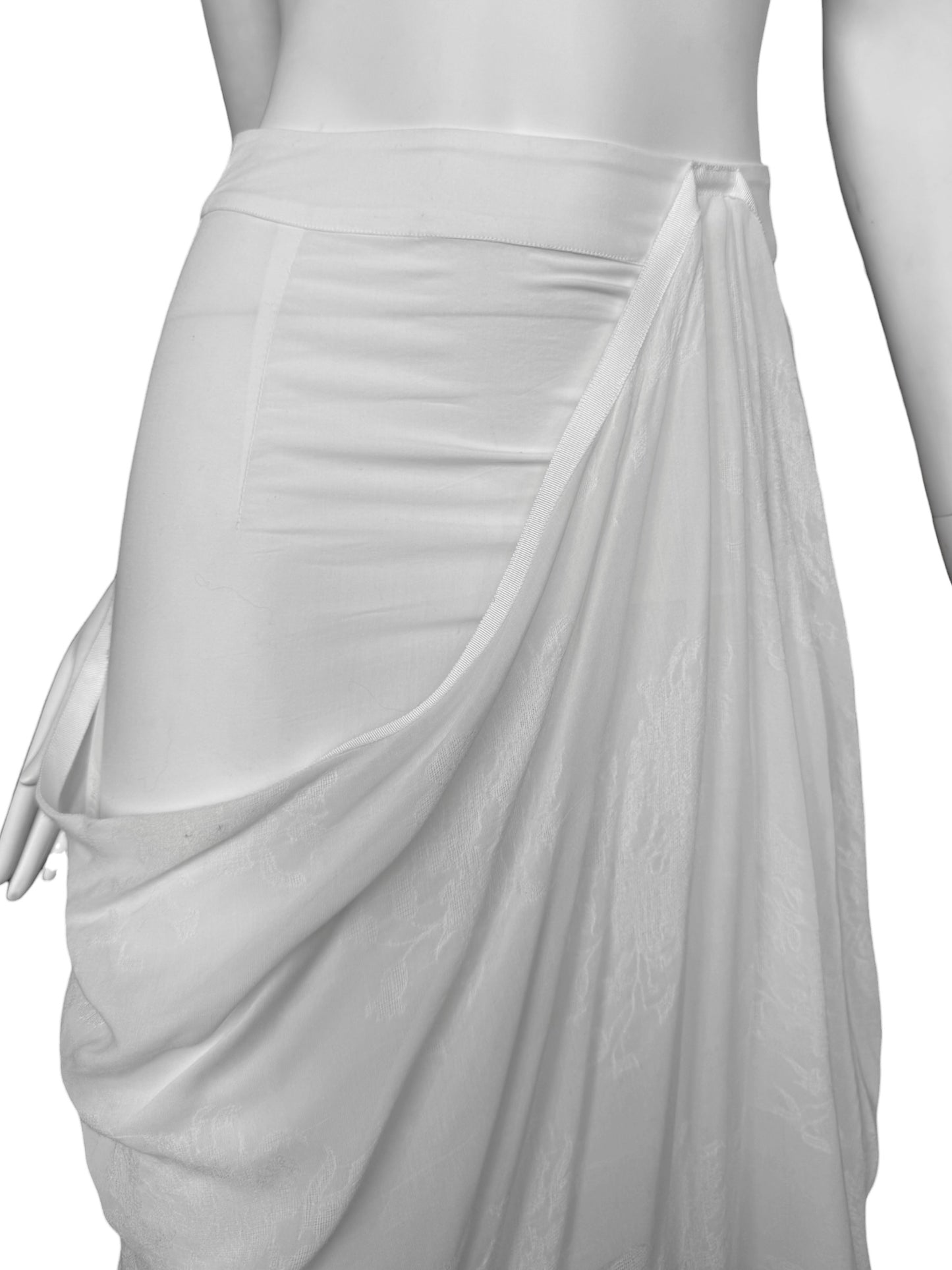 MARC LE BIHAN 2020s WHITE DRAPED MAXI SKIRT