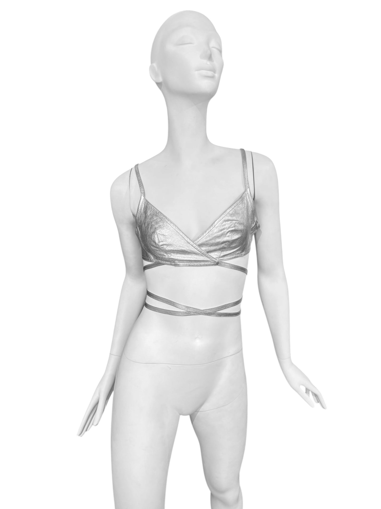 PLEIN SUD SS1995 SILVER LEATHER BRA