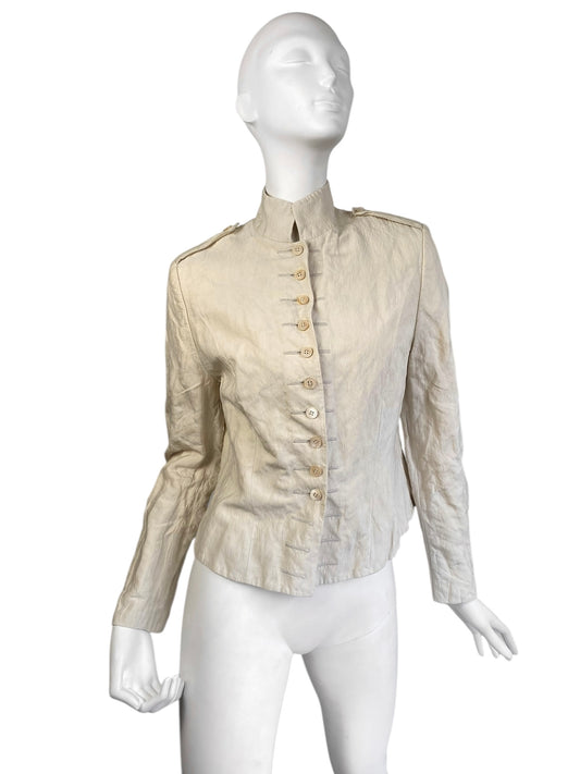 PAUW 2000s CREAM SILK & STEEL CREASED JACKET