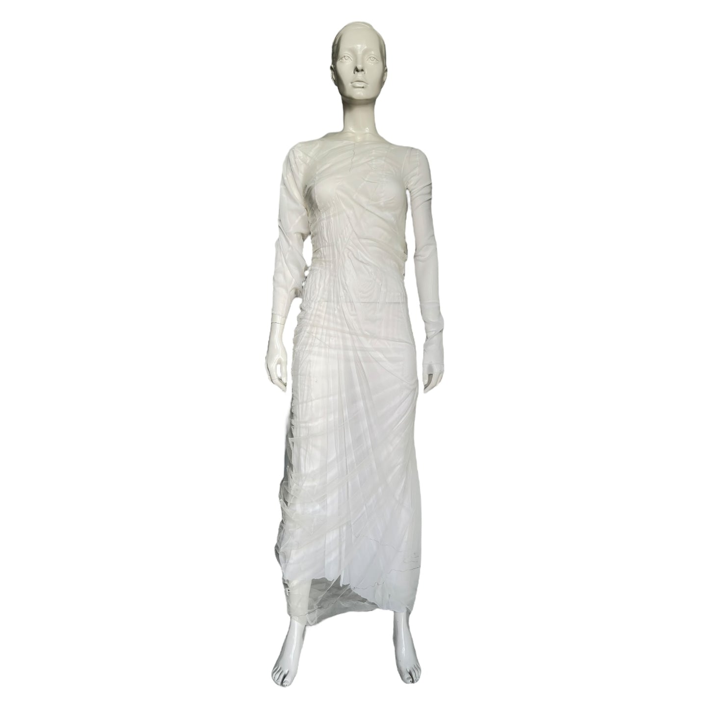 MAISON MARGIELA SS2021 BY GALLIANO WHITE 2 IN 1 TULLE SILK WET MAXI DRESS