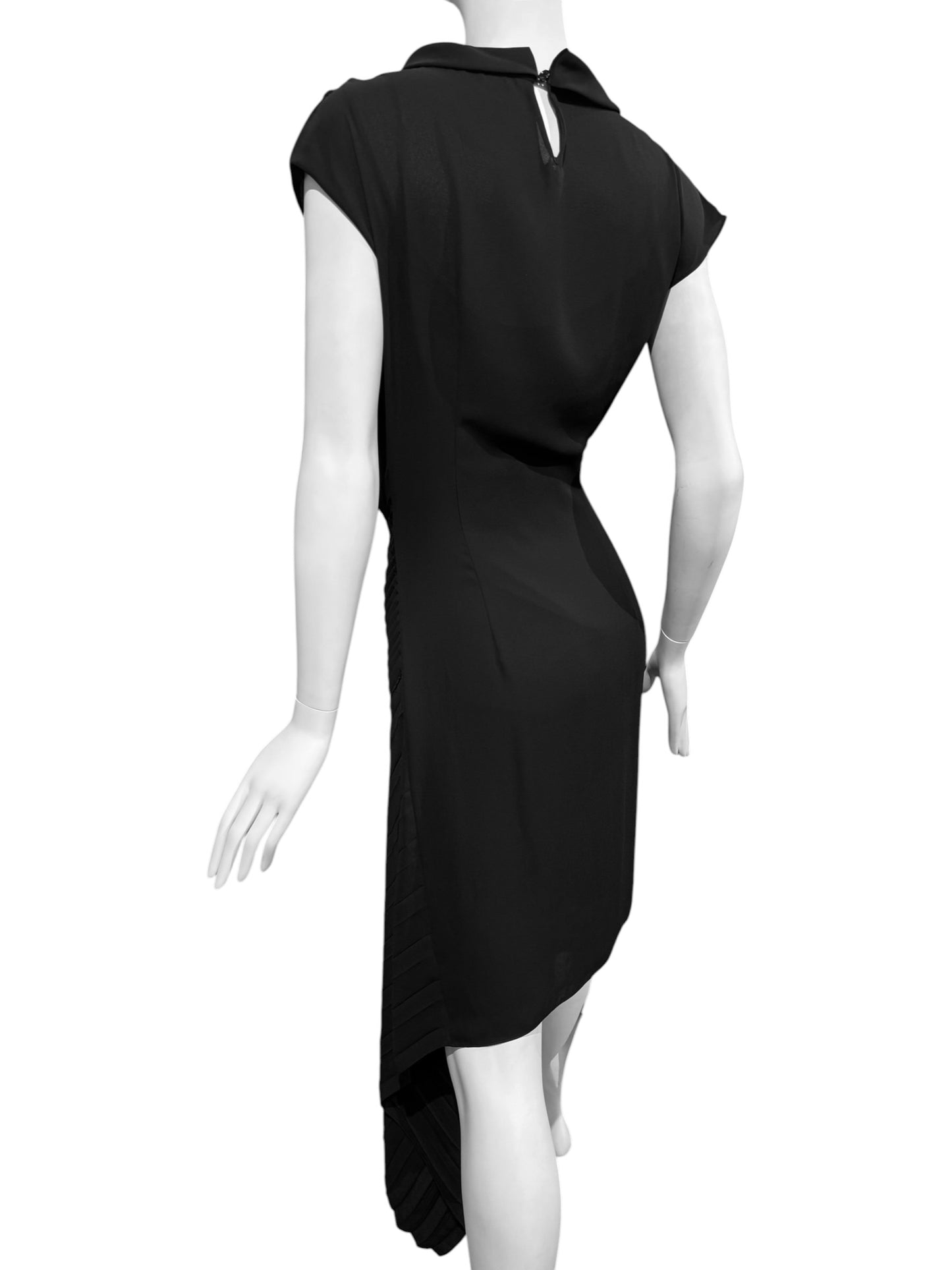 MAISON MARGIELA 2010s BY JOHN GALLIANO BLACK ASYMMETRICAL PLEATED DRESS