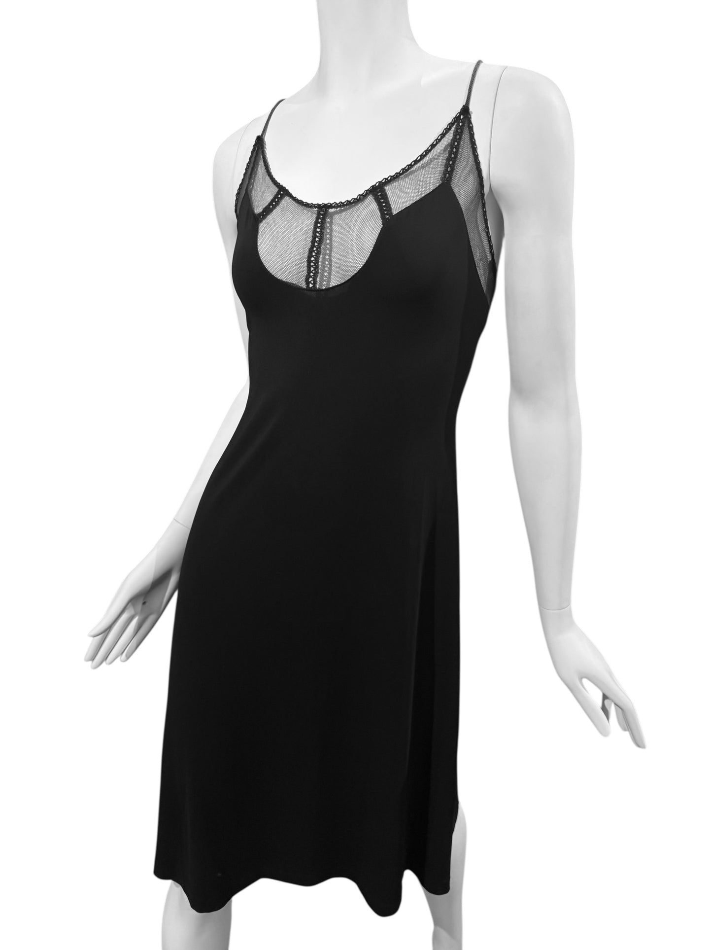 PLEIN SUD 2000s BLACK TULLE NECKLINE MIDI DRESS