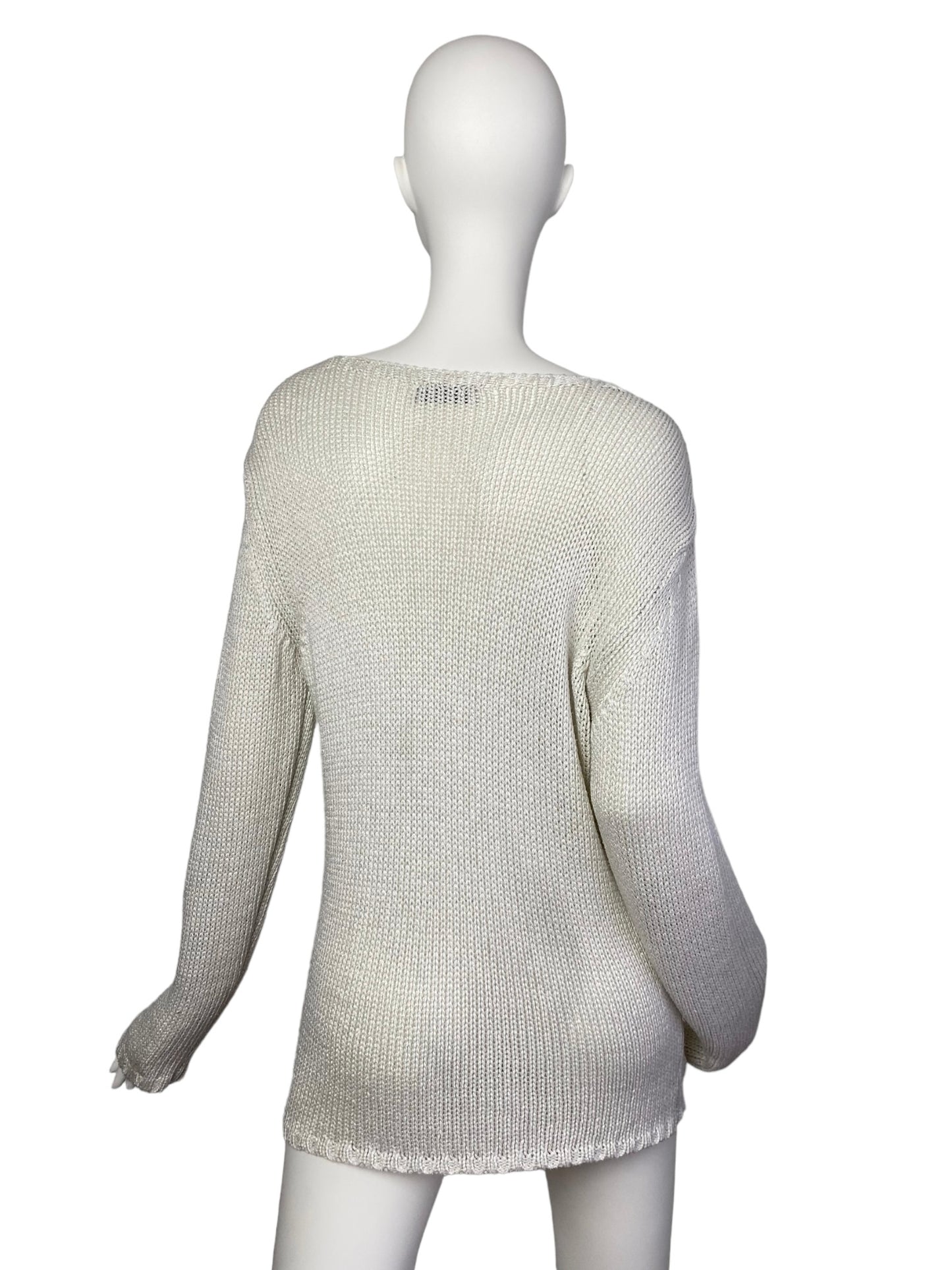 NEW NATH NATH 2000s WHITE DISTRESS KNIT SWEATER