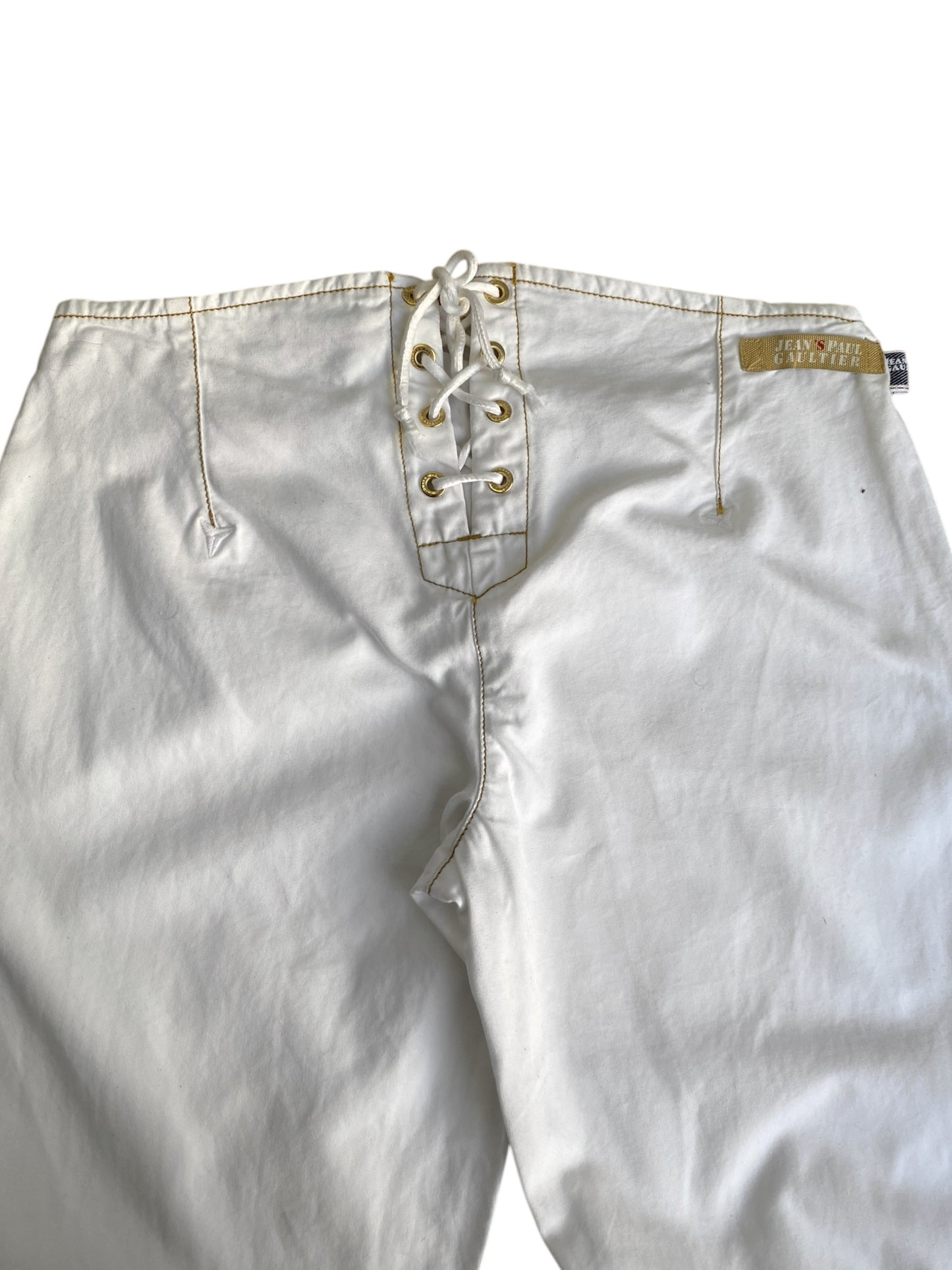 JEAN PAUL GAULTIER 2000s WHITE LACED CAPRI PANTS