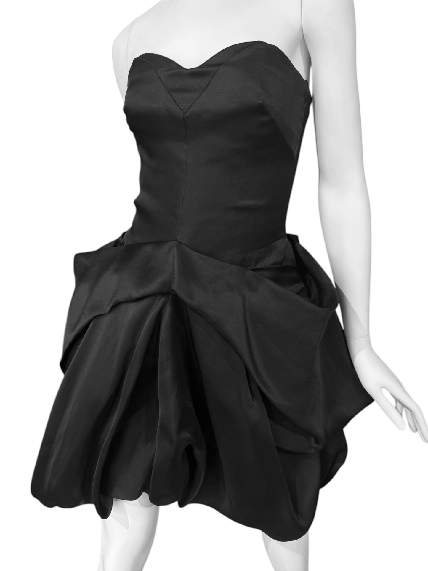 ALEXANDER MCQUEEN SS2009 «NATURAL DIS-TINCTION UN-NATURAL SELECTION» BLACK SILK BUSTIER MINI DRESS