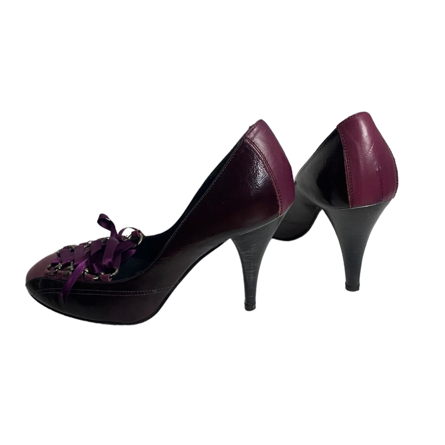 FLUXA 2000s PURPLE LEATHER CORSET HEELS