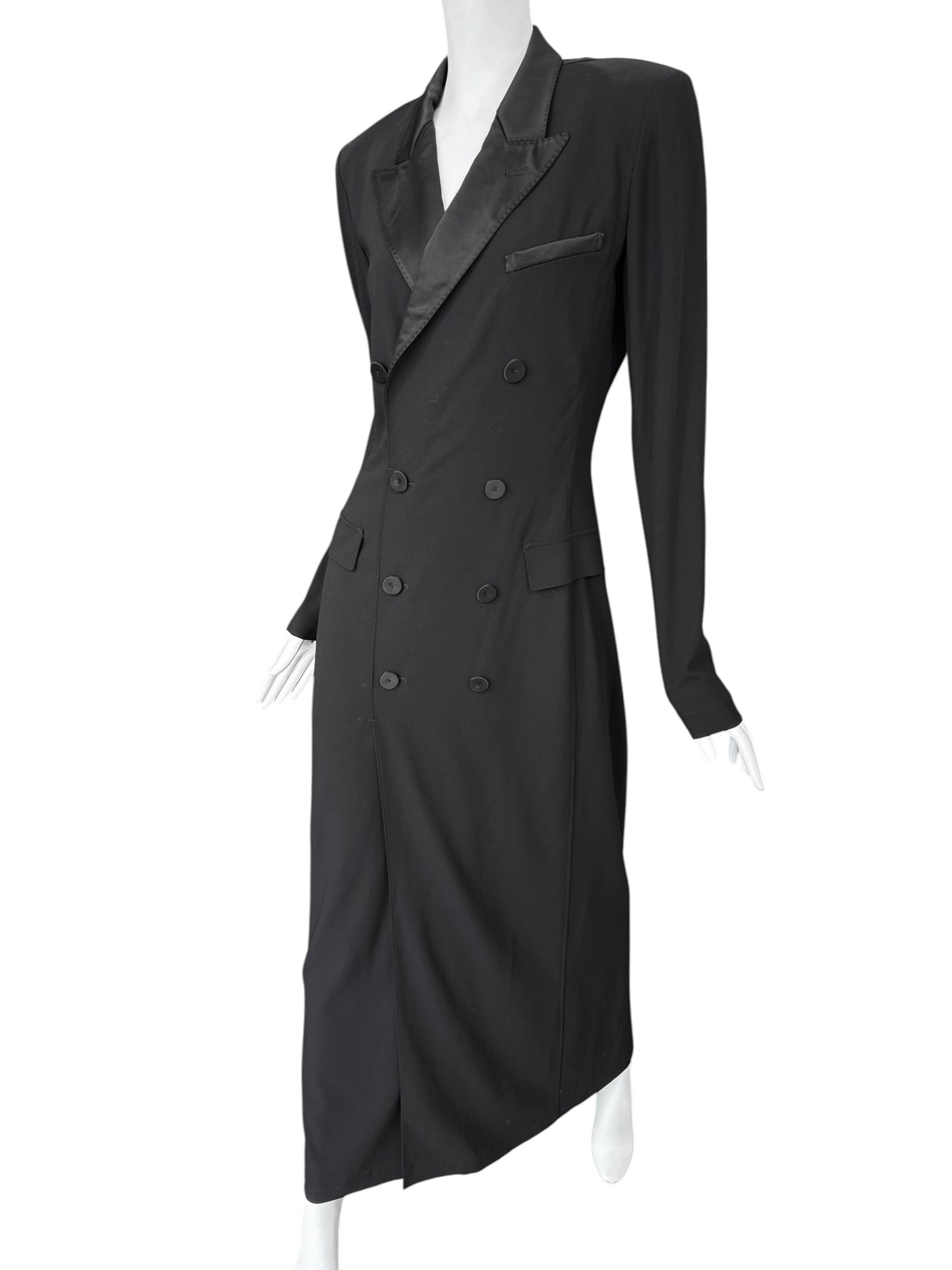 JEAN PAUL GAULTIER 2000s BLACK WOOL DOUBLE BREASTED MAXI DRESS