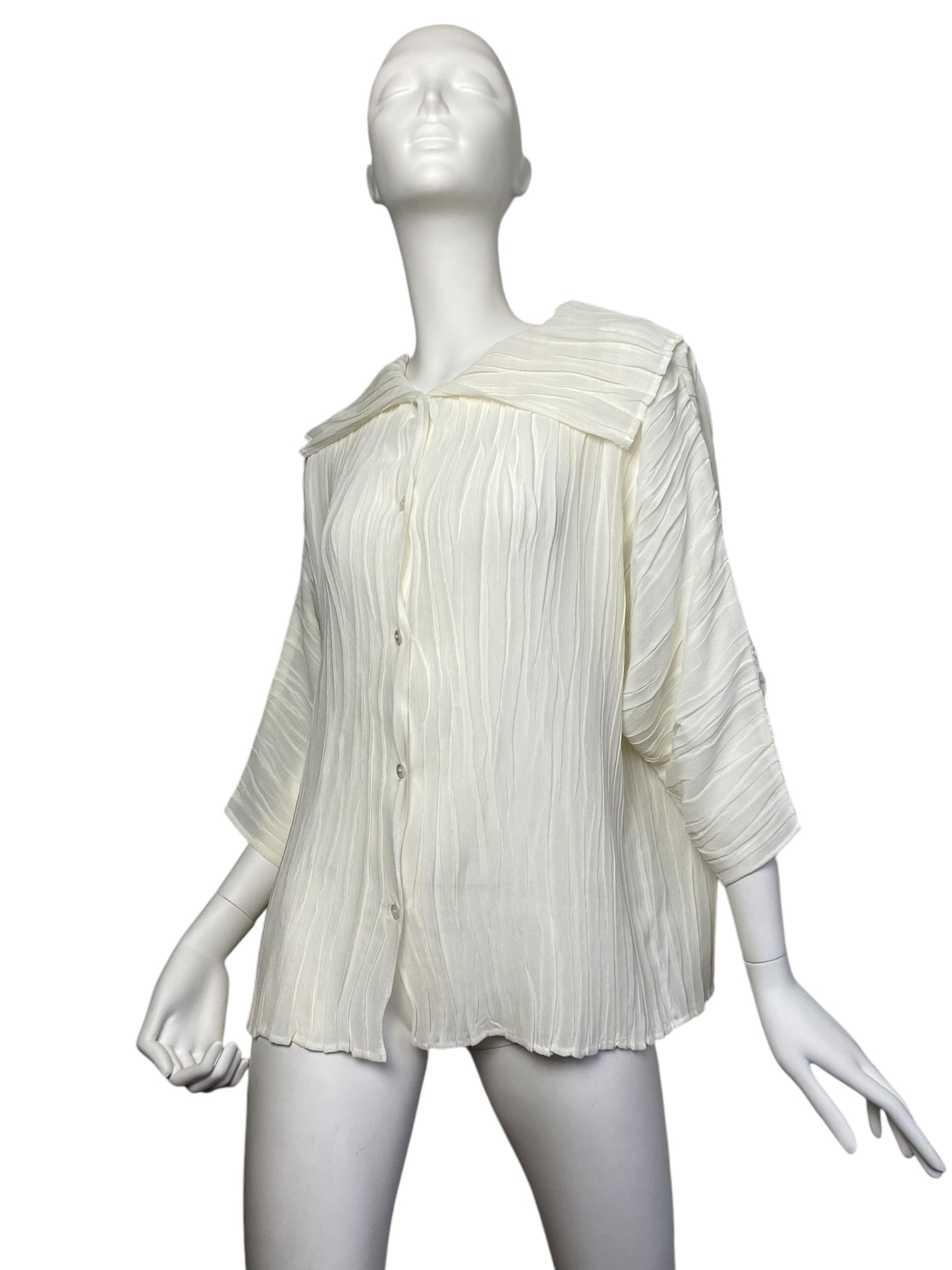 ADOLFO DOMINGUEZ 2000s OFF-WHITE PLEATED SHIRT