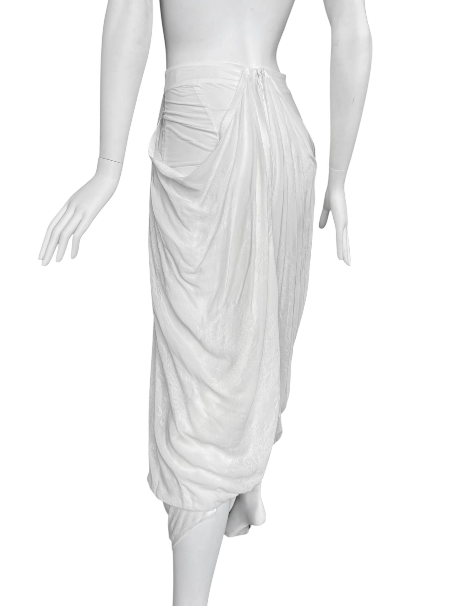 MARC LE BIHAN 2020s WHITE DRAPED MAXI SKIRT