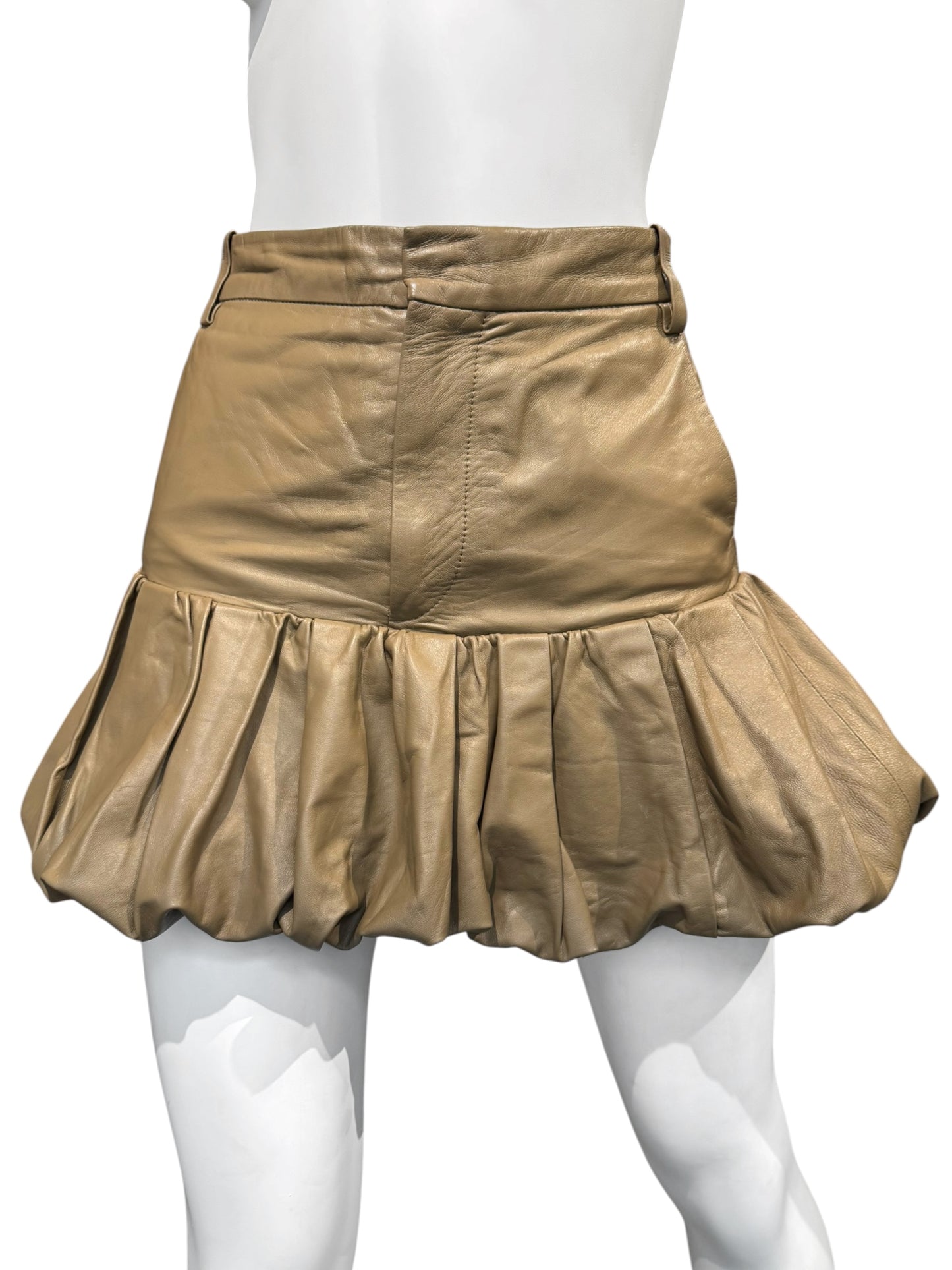 DSQUARED2 FW2021 BEIGE LEATHER BUBBLE MINI SKIRT