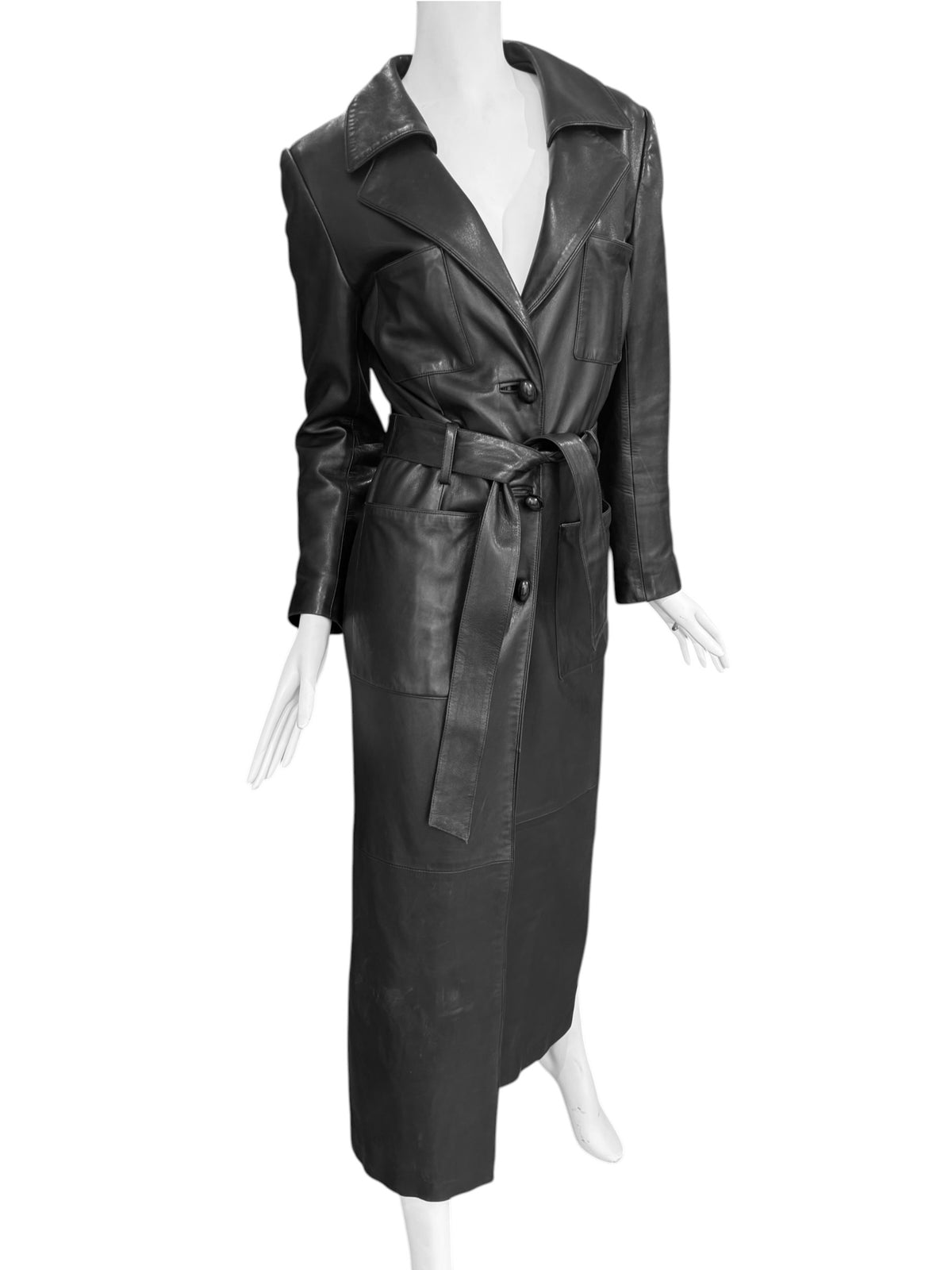 JITROIS 2000s BLACK LEATHER MAXI COAT