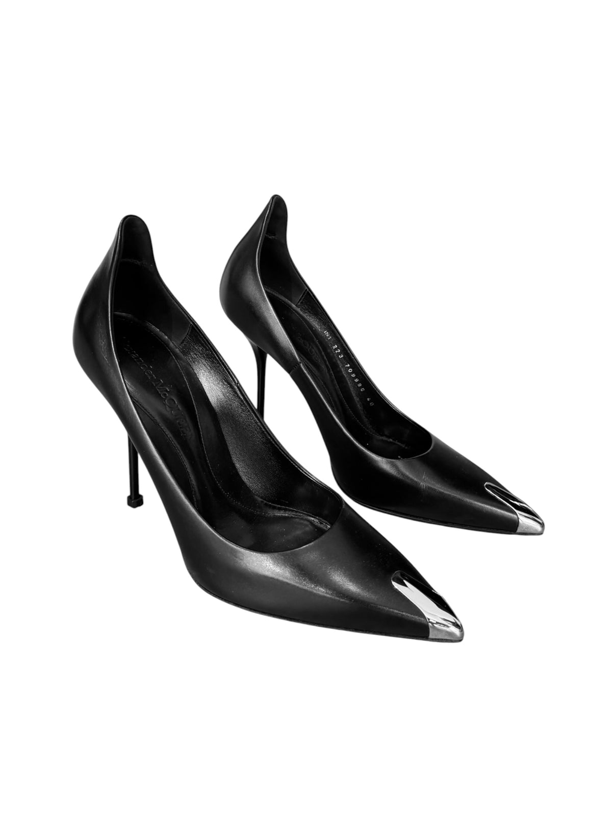 ALEXANDER MCQUEEN SS2022 BY SARAH BURTON BLACK LEATHER HEELS