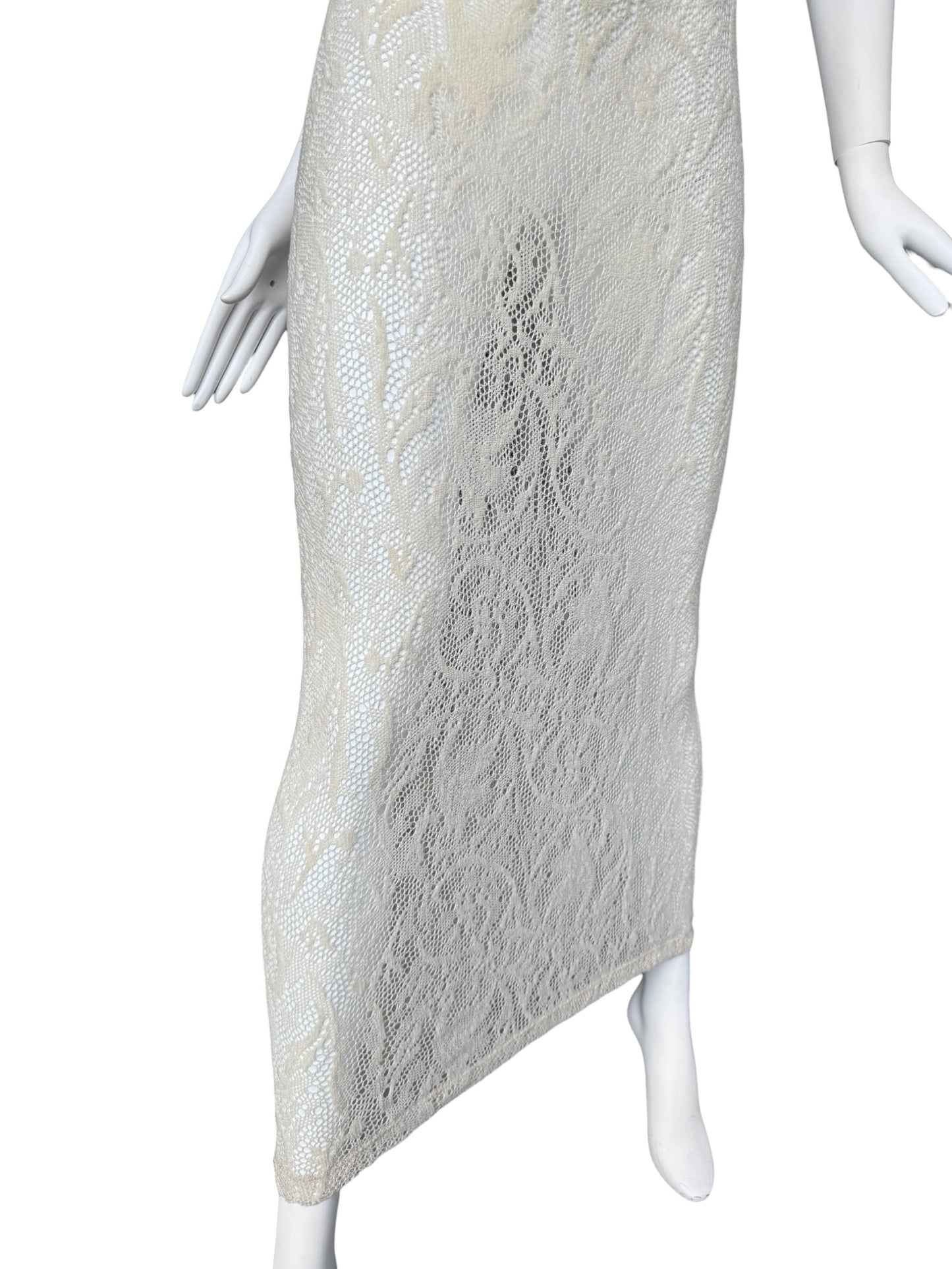PLEIN SUD SS1993 CREAM WOOL LACE MAXI DRESS