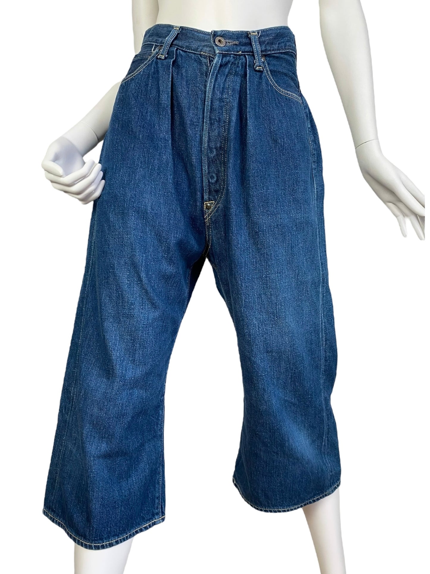 KAPITAL 2010s BLUE DENIM WIDE CAPRI PANTS