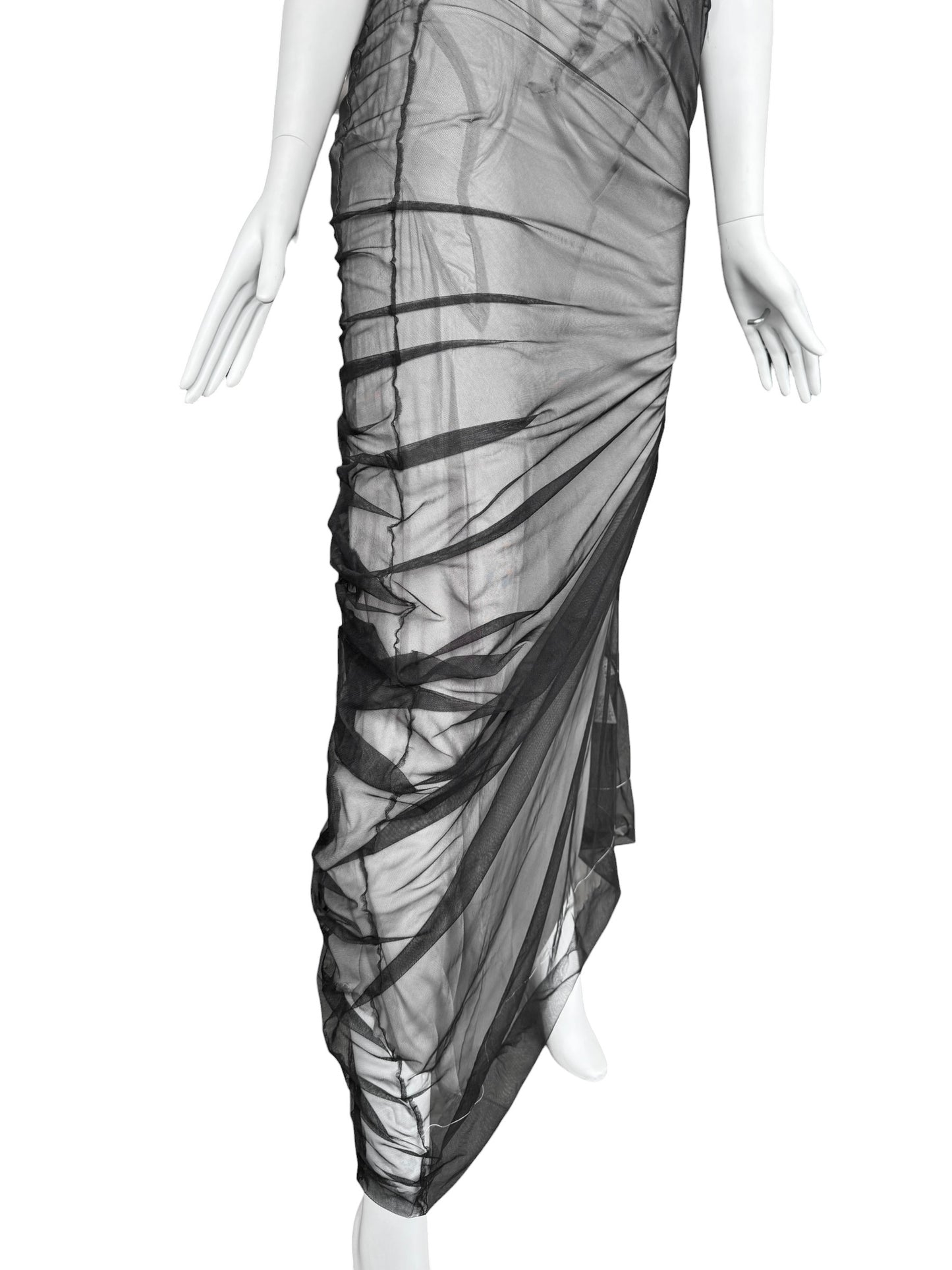 MAISON MARGIELA SS2021 BY JOHN GALLIANO BLACK & WHITE LAYERED DRAPÉ MAXI DRESS