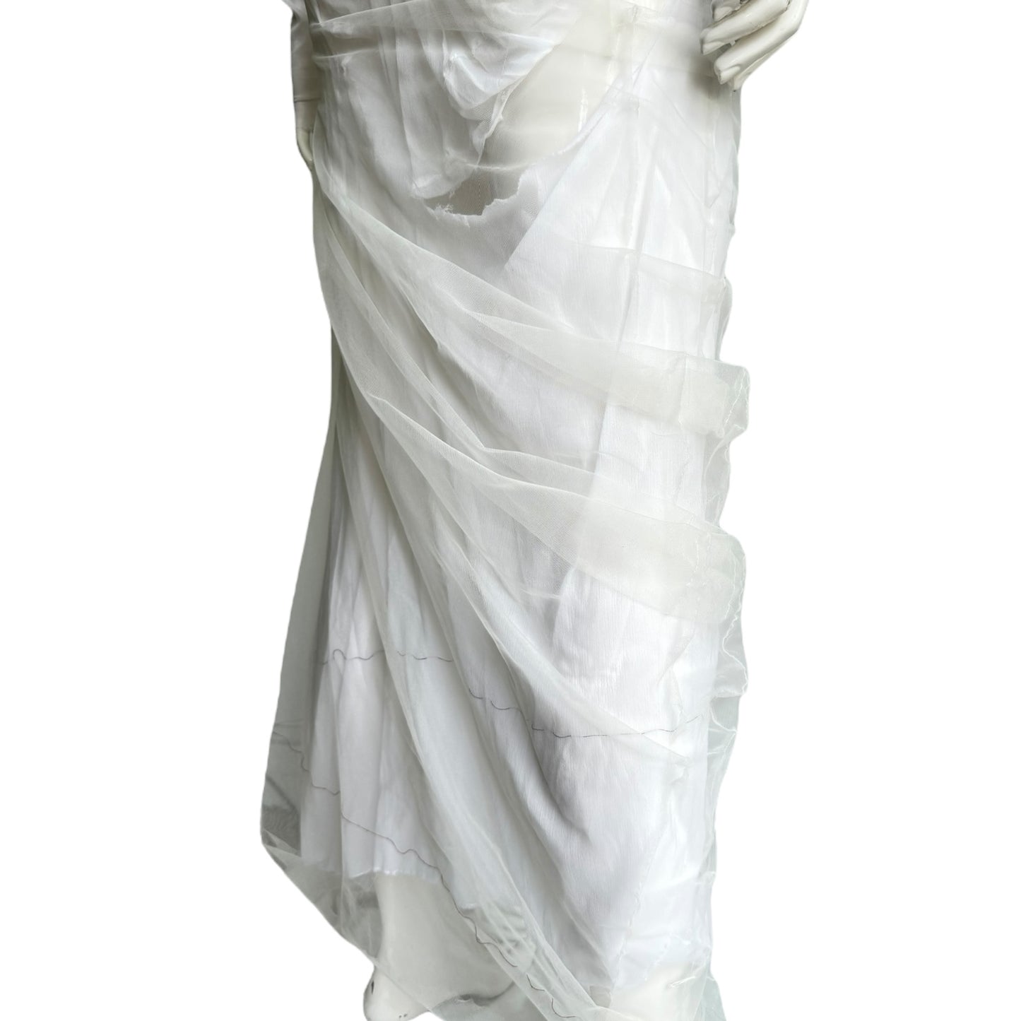 MAISON MARGIELA SS2021 BY GALLIANO WHITE 2 IN 1 TULLE SILK WET MAXI DRESS