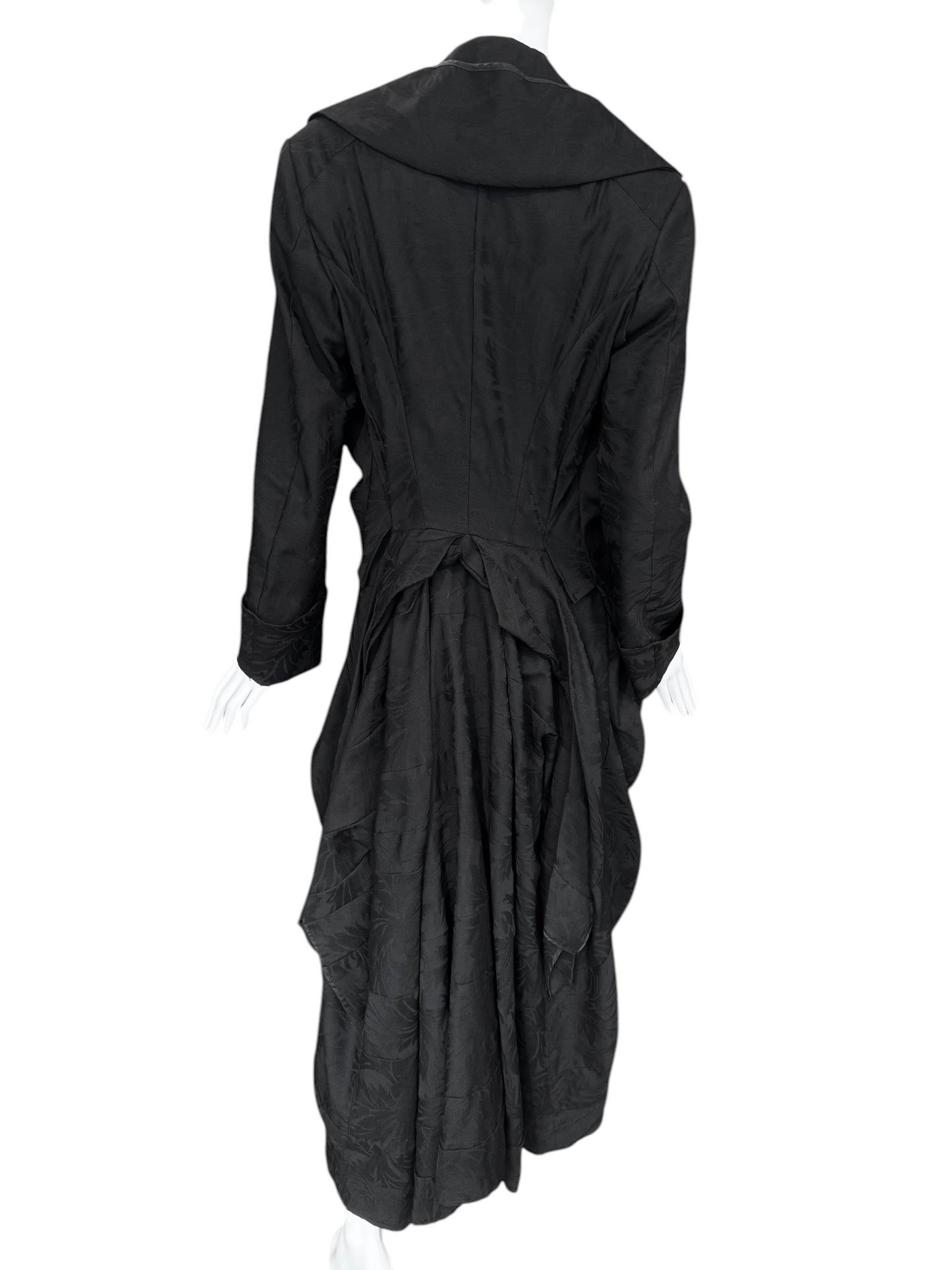 JUNYA WATANABE SS2007 BLACK WOOL JACQUARD VICTORIAN-INSPIRED COAT